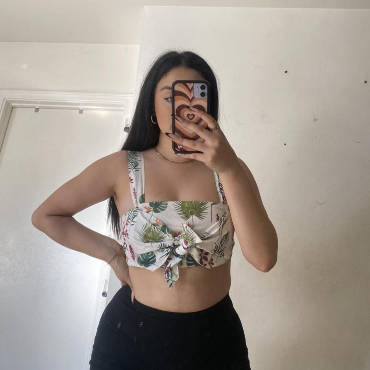 zara cropped print top