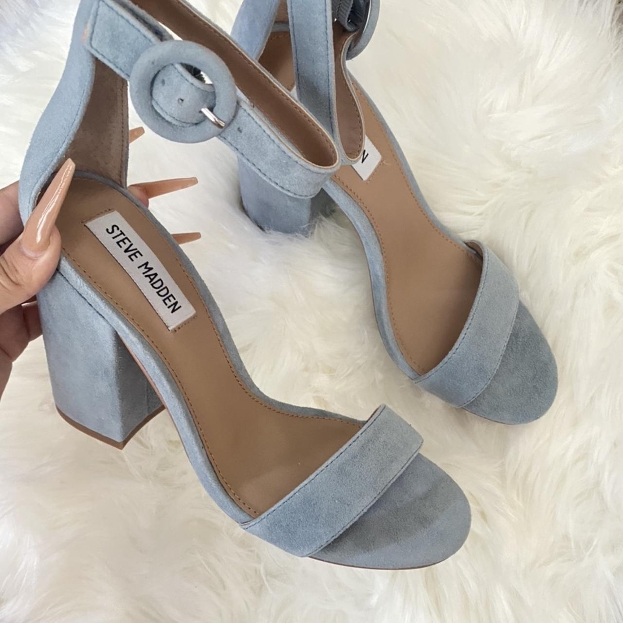 suede light blue heels