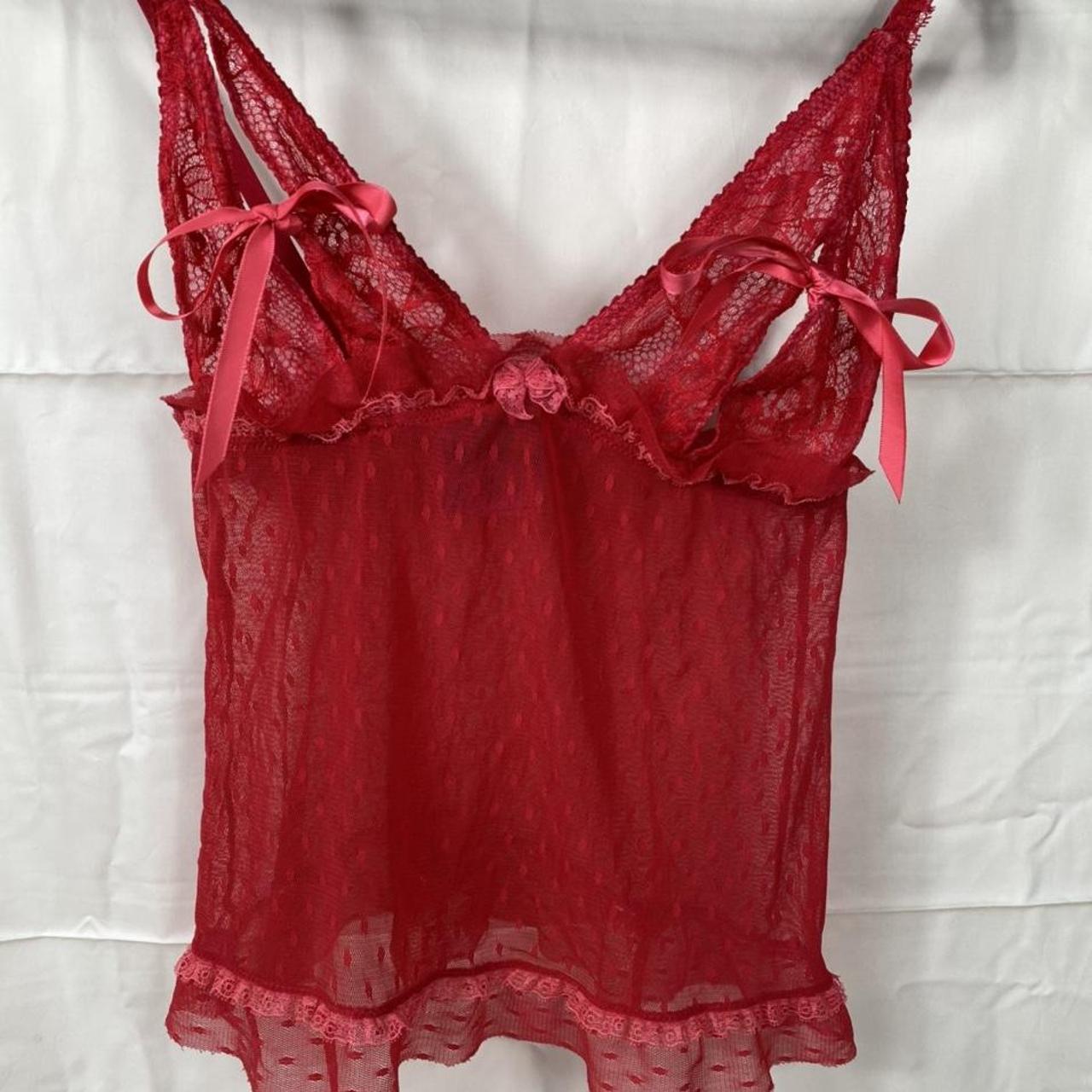 Cute scarlet red top by Victoria secret with cheeky... - Depop
