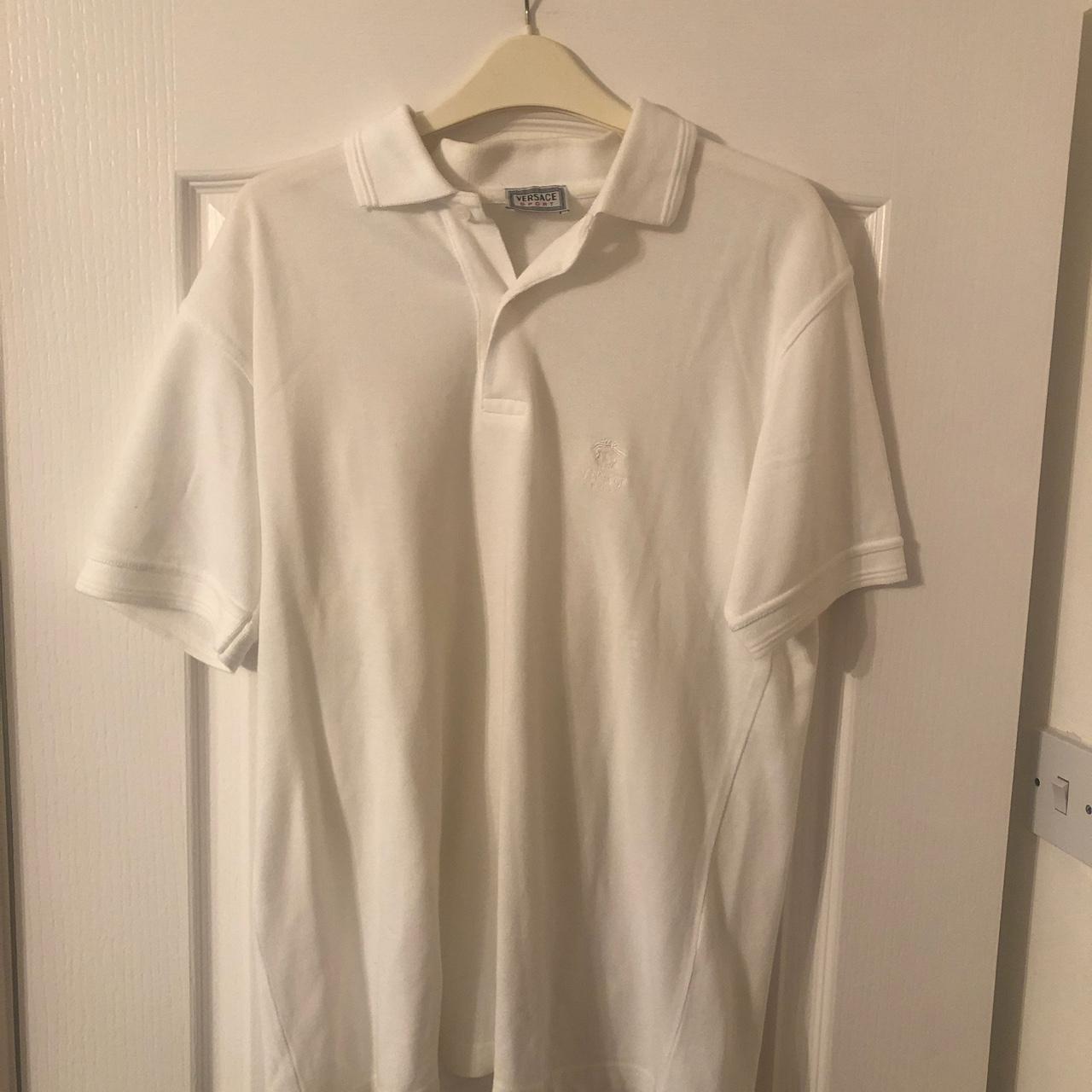White Versace sport polo shirt Great condition size... - Depop