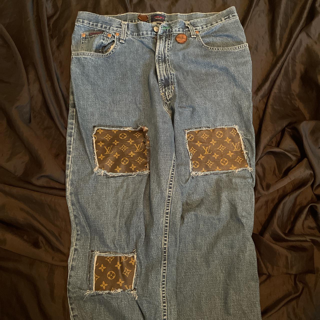 custom Louis Vuitton jeans made from old Louis purse