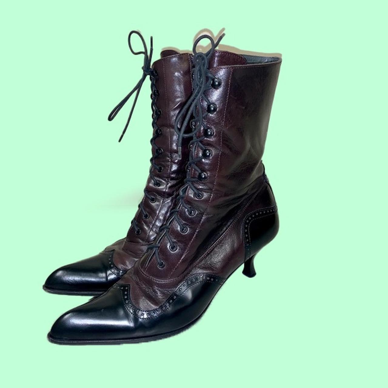 Vintage Miu Miu Lace Up Wing Tip Victorian Boots 2... - Depop