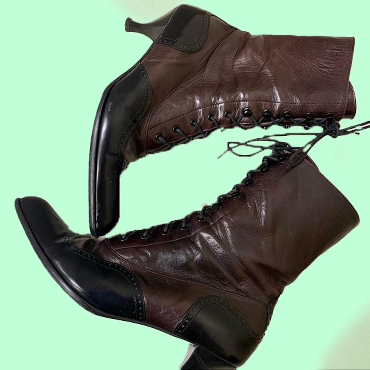 Antique Vintage Victorian Leather Boots Girls/Womens Dark Brown