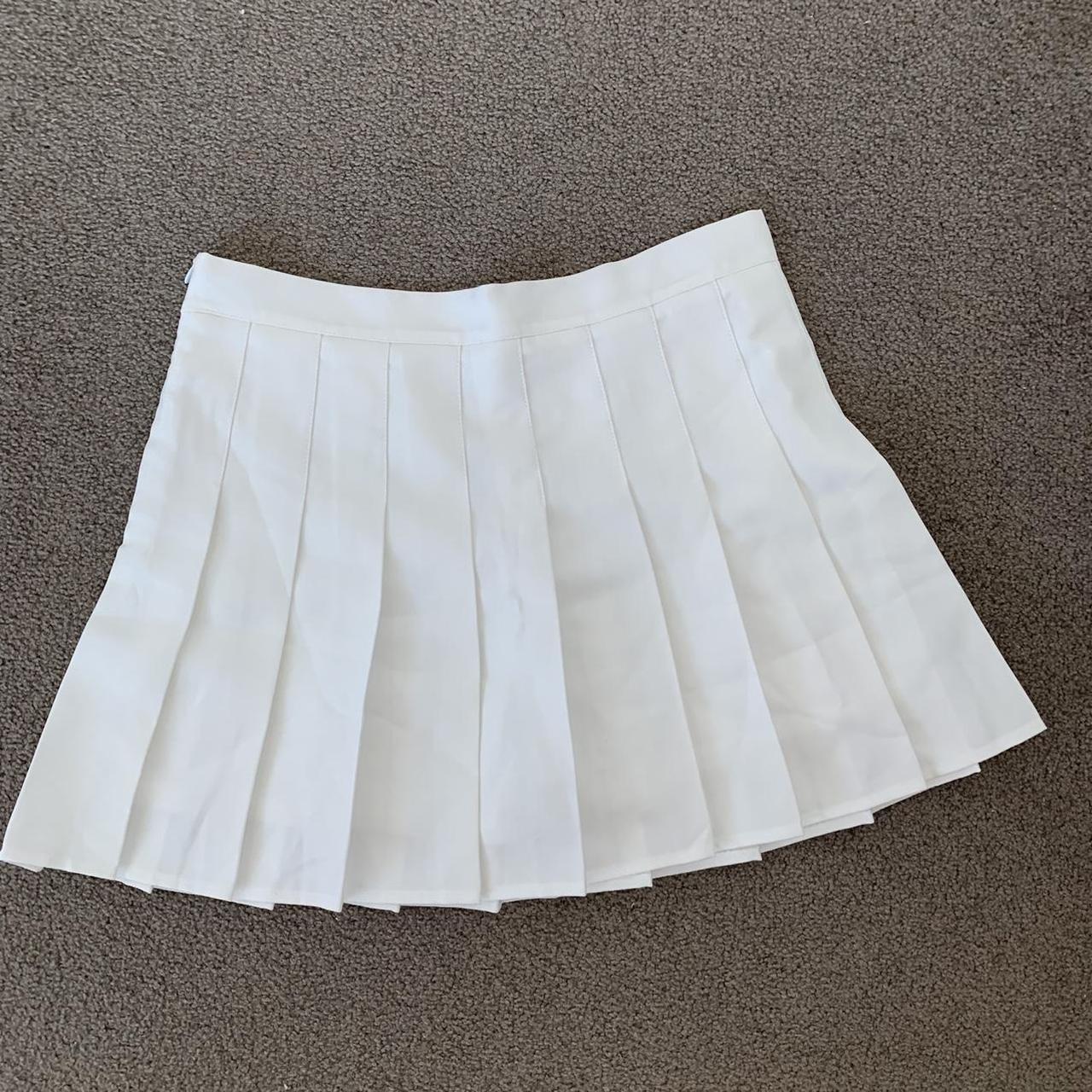 Pleated white skirt Skort - comes with pants under... - Depop