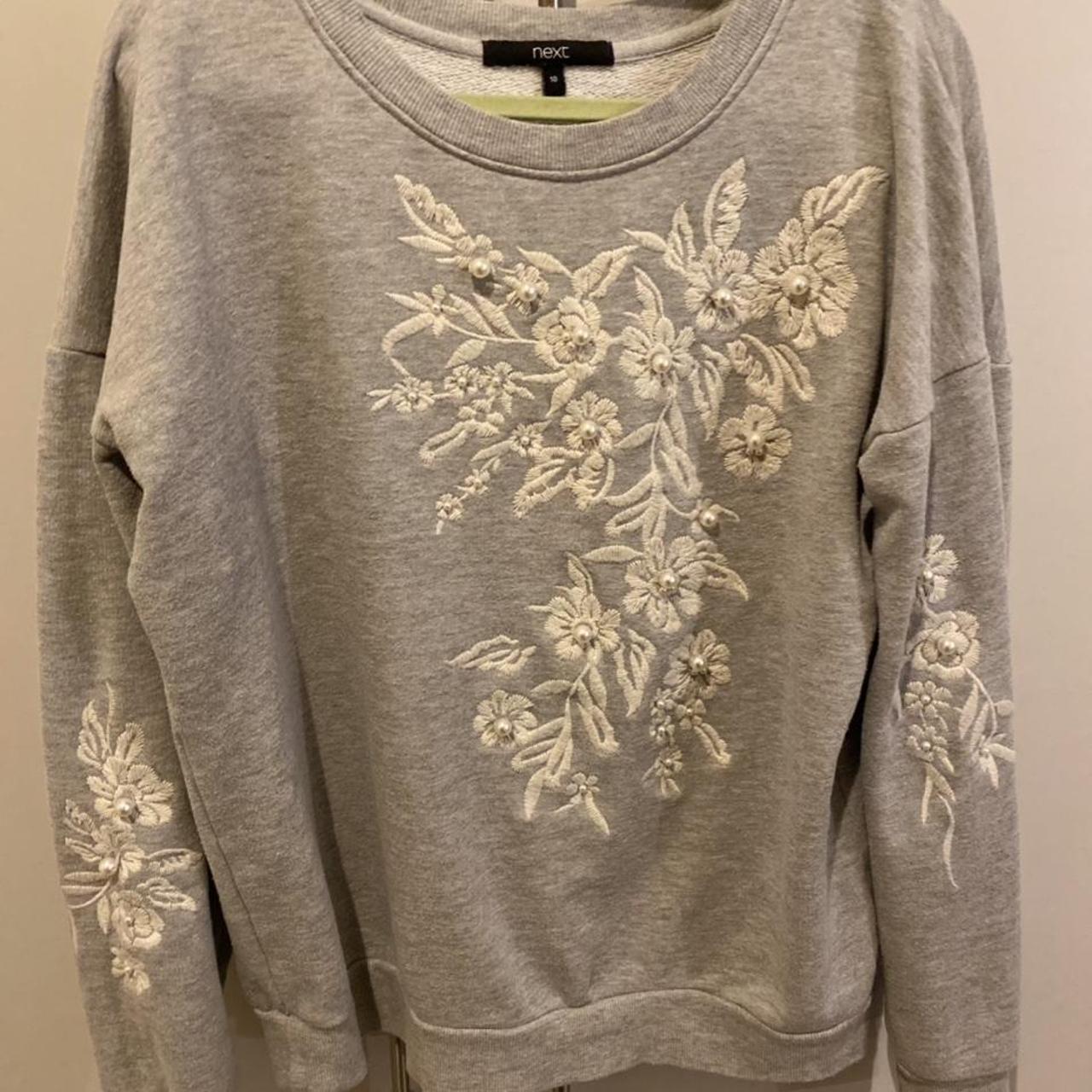 Pearl grey jumper Gorgeous Pearl floral jumper Size... - Depop