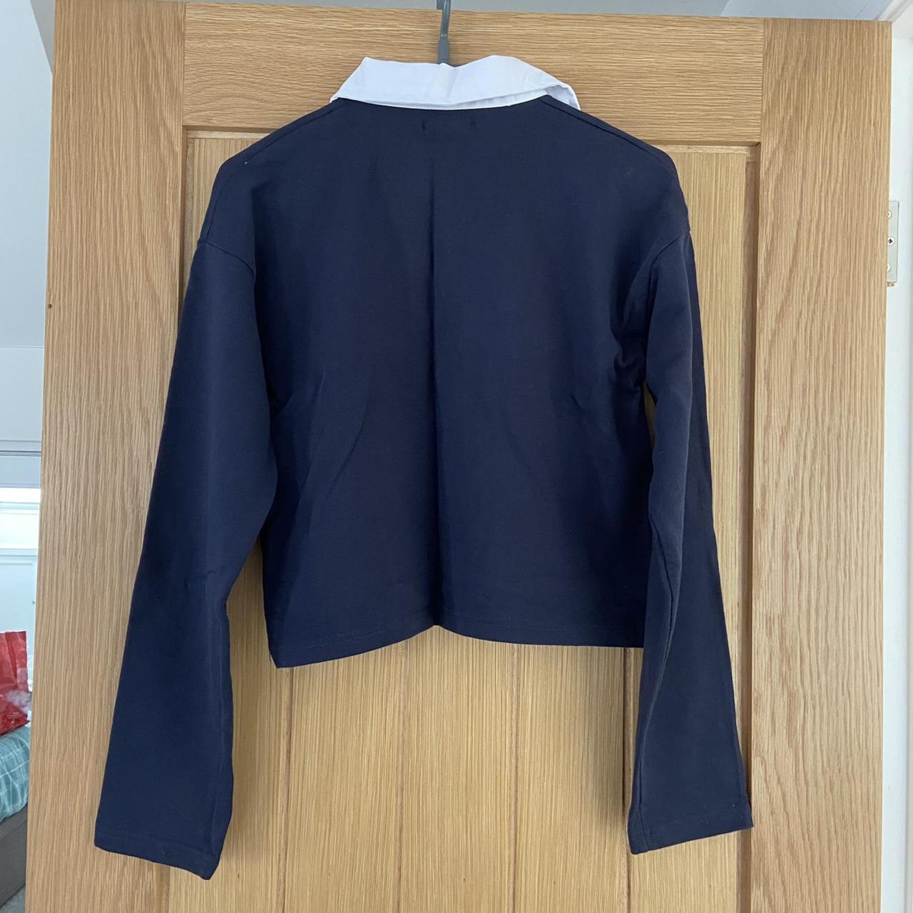 Cropped collared long sleeve top Size S Box fit... Depop