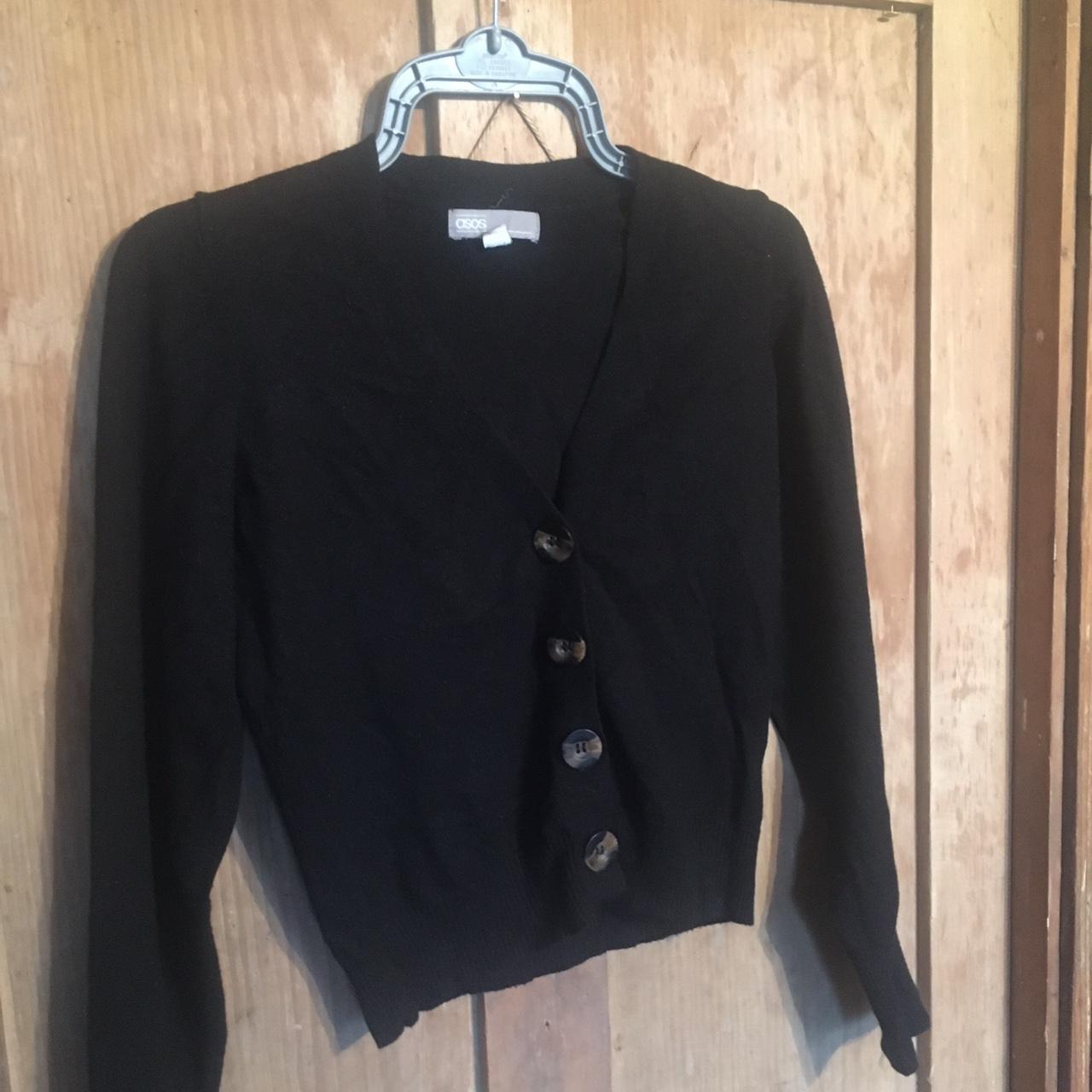 Ladies lovely ASOS black fine knit cardigan size 10... - Depop