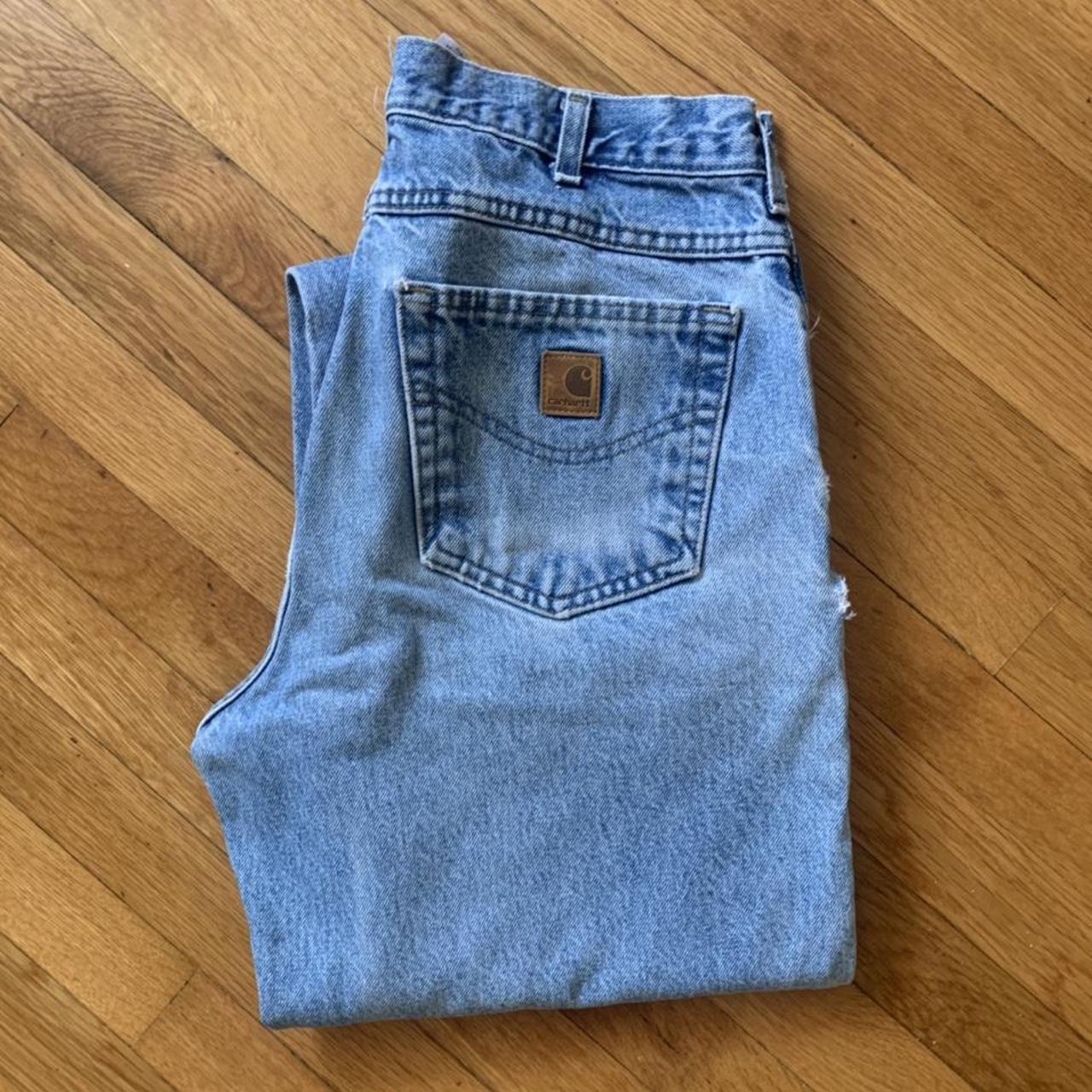 the cutest carharrt ripped jeans - perfect for this... - Depop
