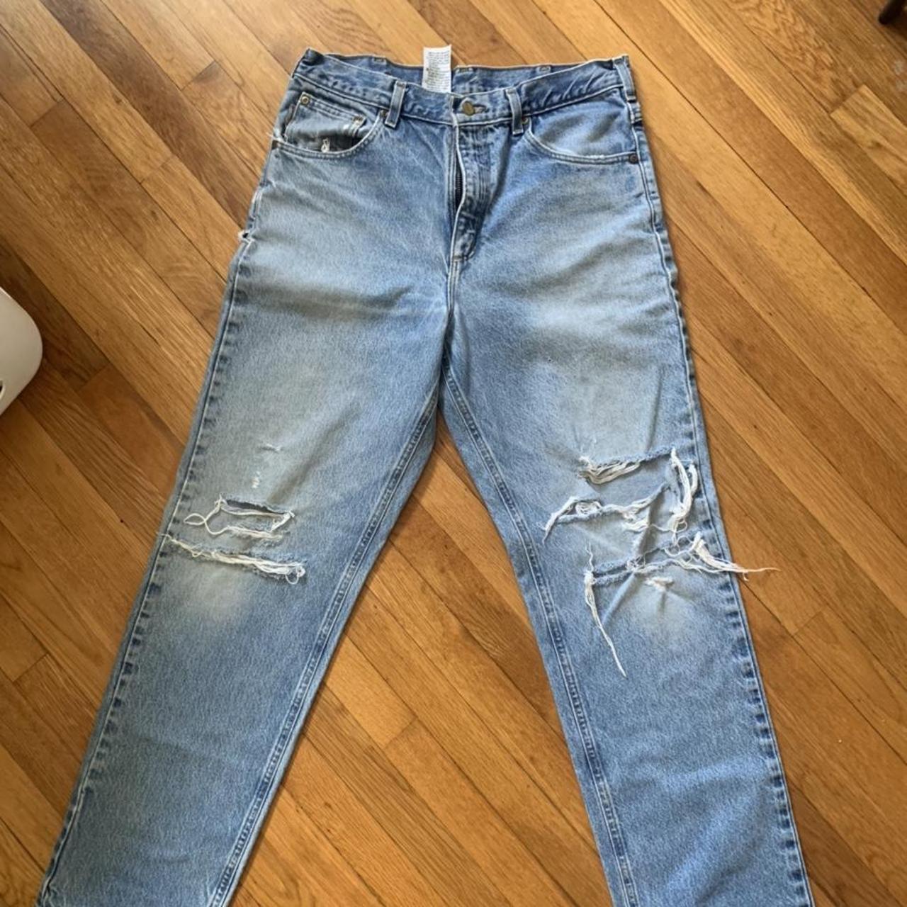 the cutest carharrt ripped jeans - perfect for this... - Depop