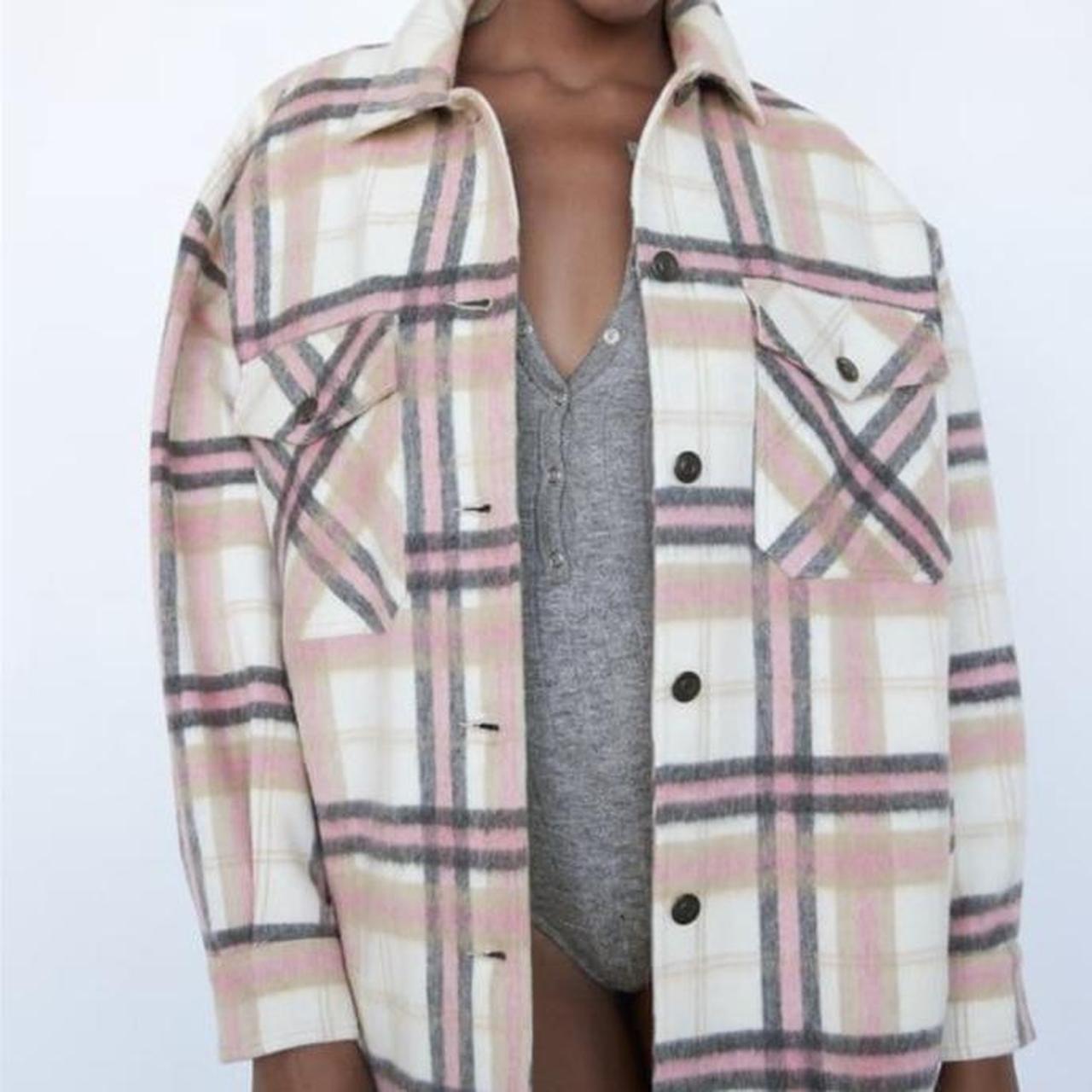 zara pink plaid jacket