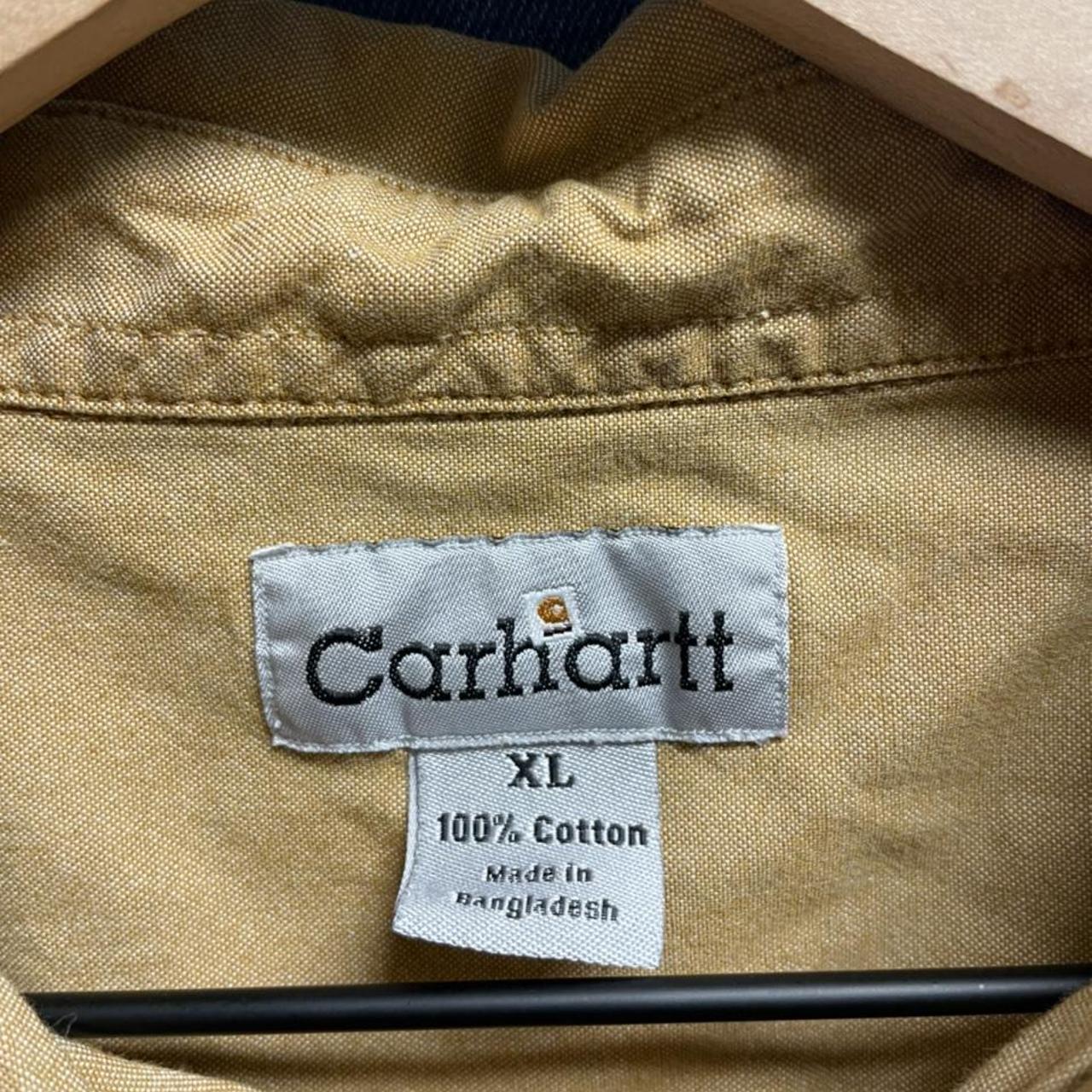 Vintage carhartt work button up shirt brown. This... - Depop