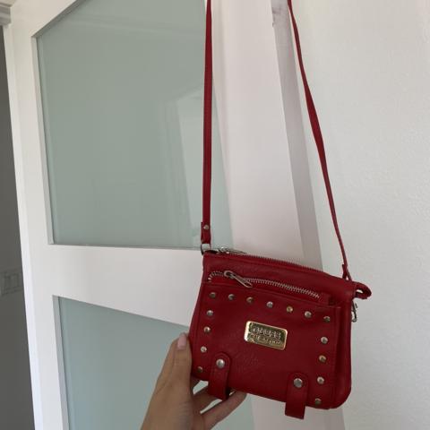 GUESS Red Crossbody Backpack with Bee Charm 😀 mini - Depop