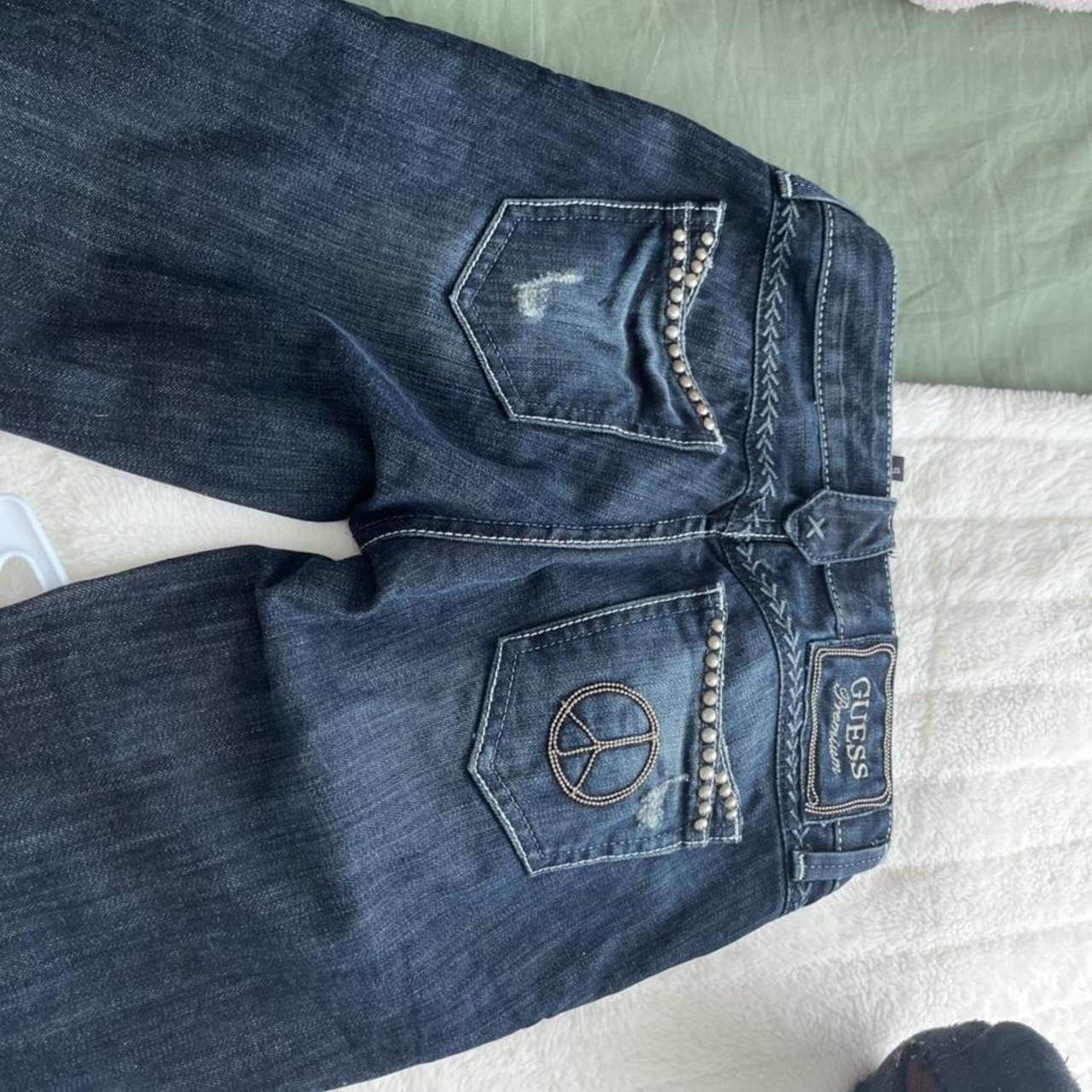 Vintage guess jeans, flare bottom and low waisted.... - Depop