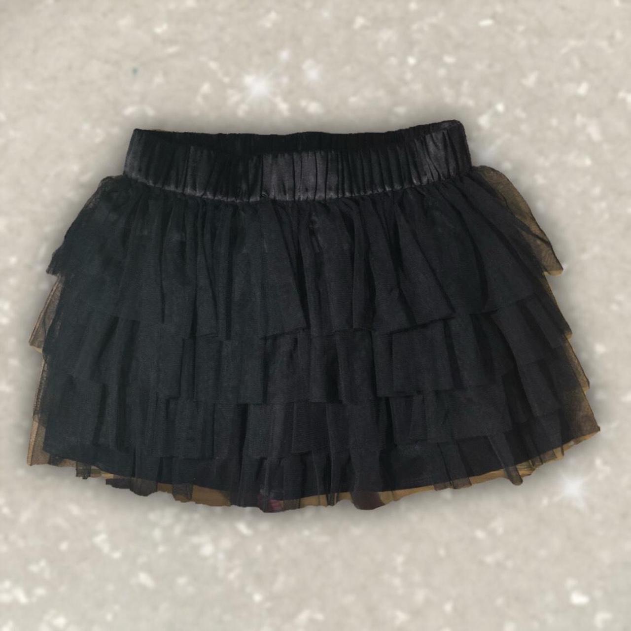 tiered goth tutu tulle black skirt brand: xxi OUT... - Depop