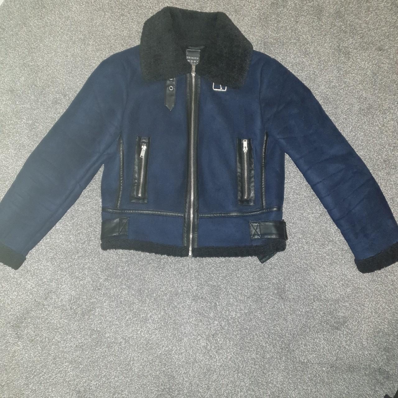 Navy blue biker jacket Worn a couple of times Great... Depop