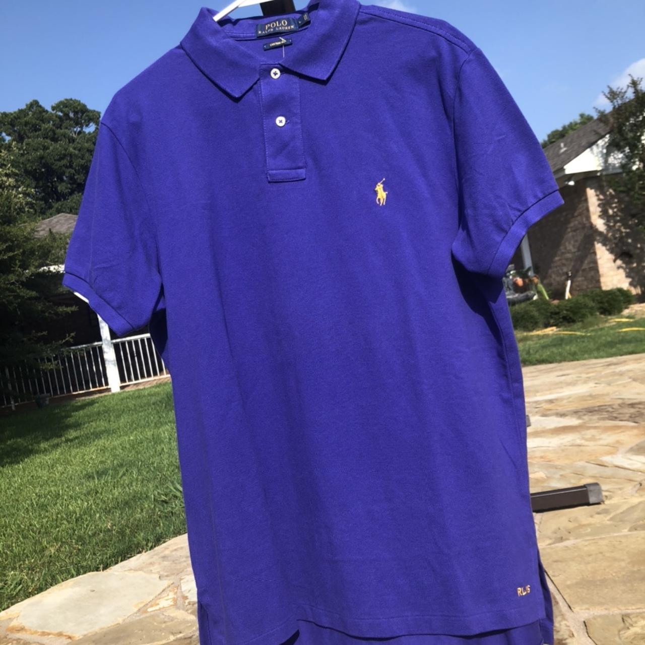 Ralph Lauren Polo order Sz XL Purple Short Sleeved Knit Shirt Yellow Pony LSU