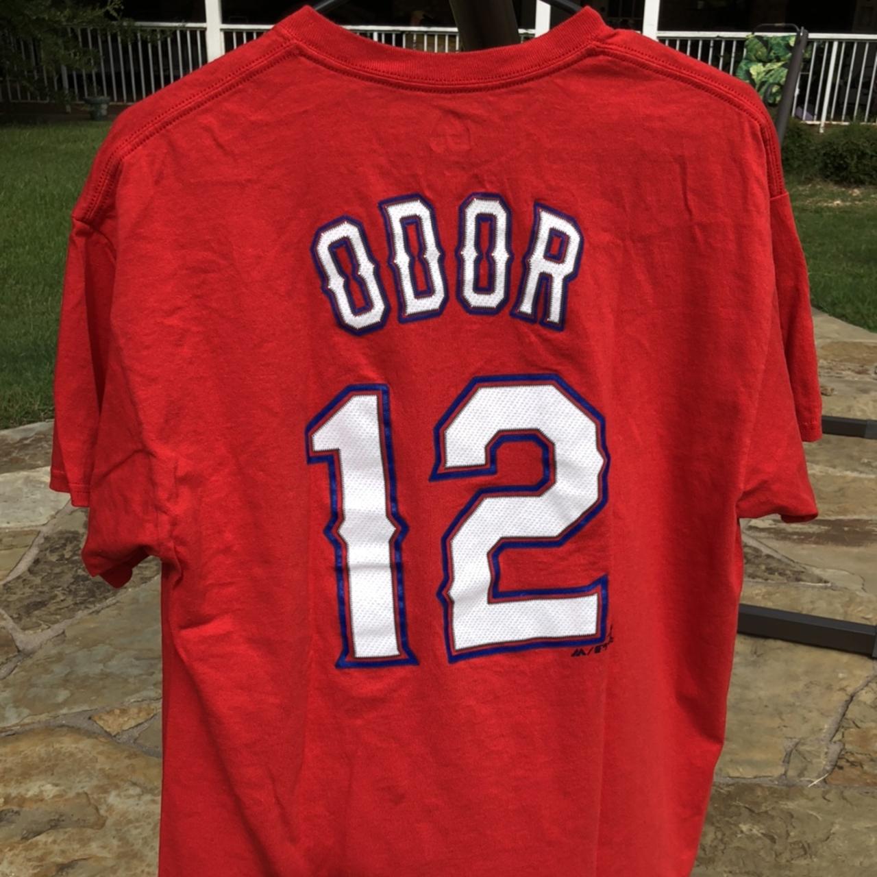 This is a Texas Rangers Youth shirt of Rougned Odor. - Depop