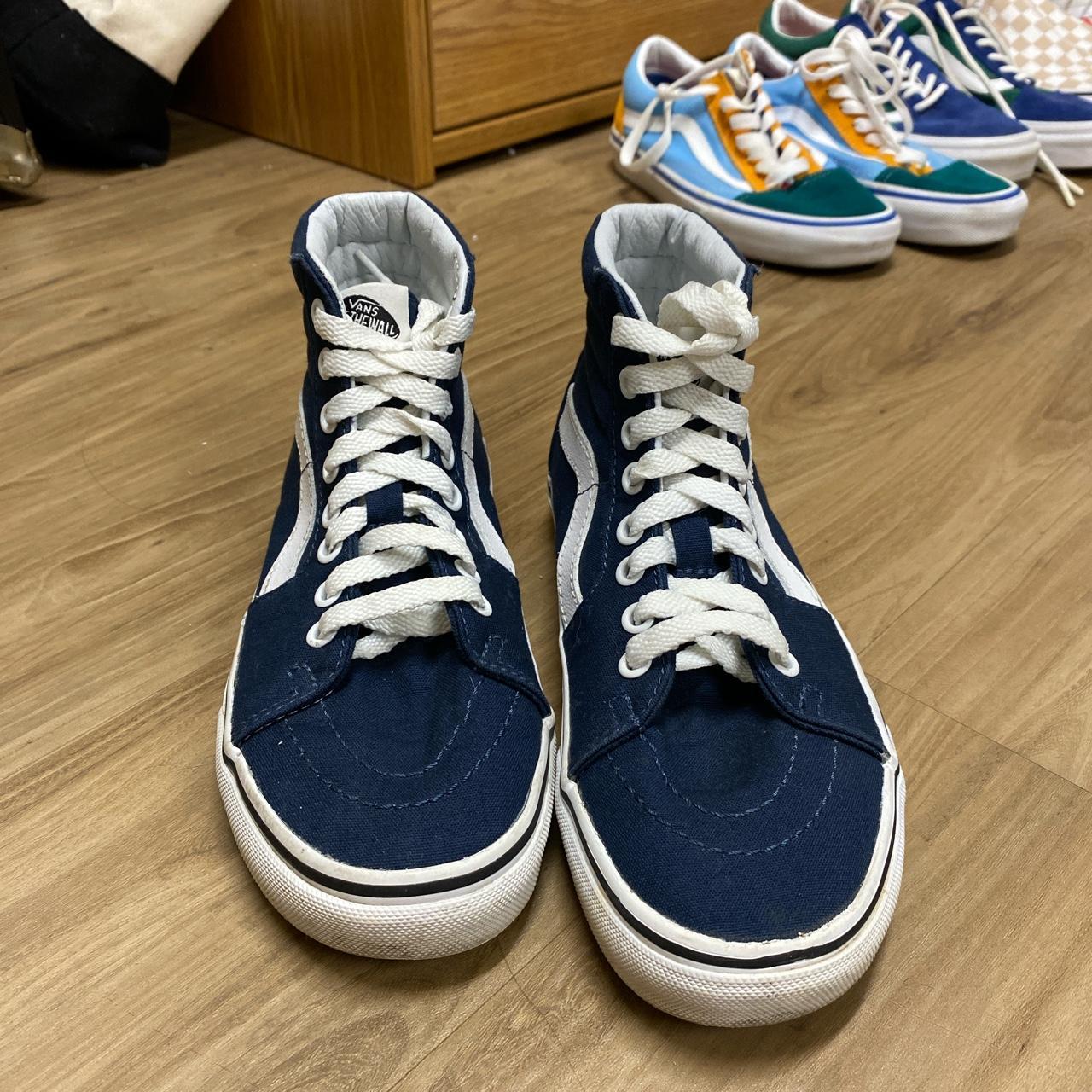 Vans navy sale blue high tops