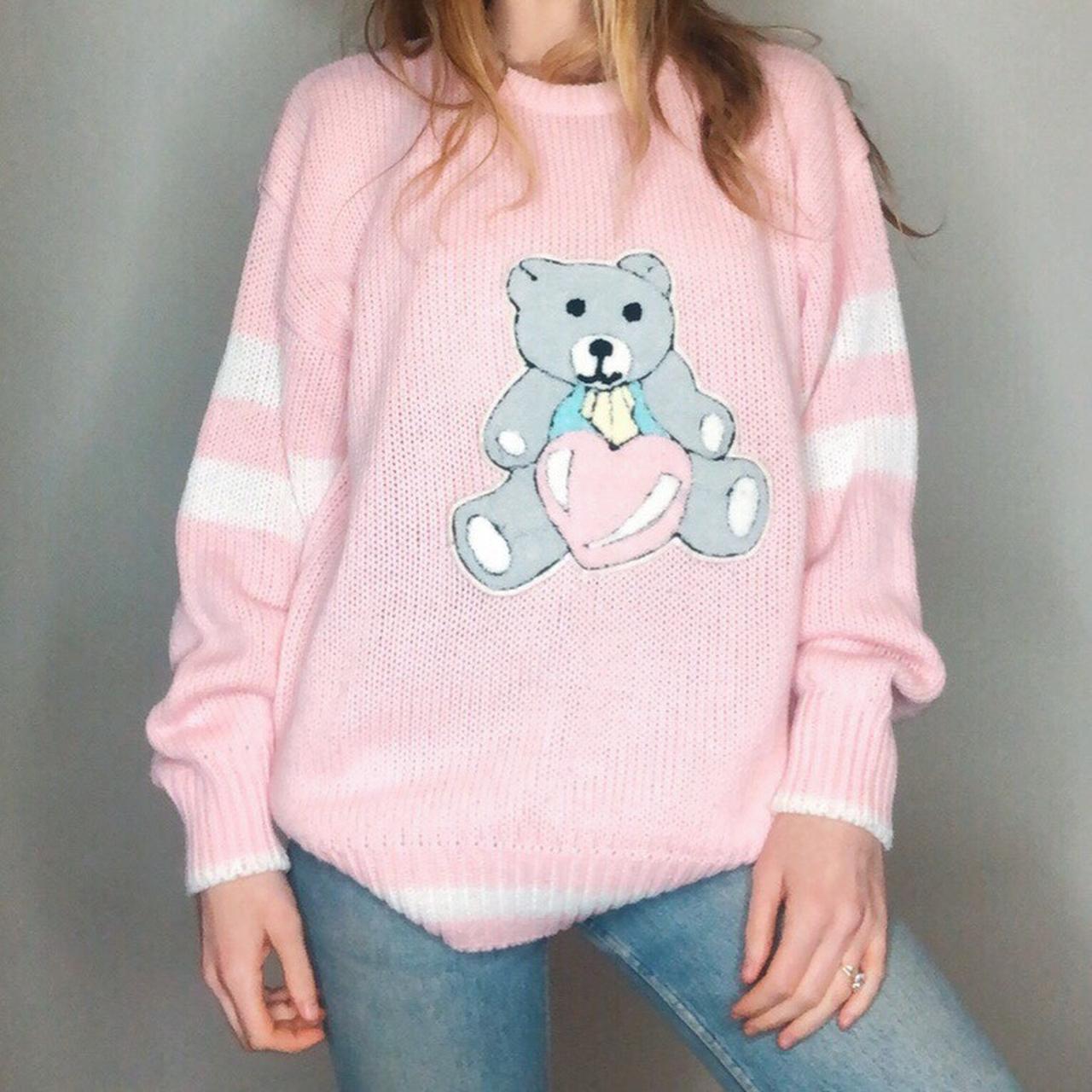 Pink teddy bear sweater deals