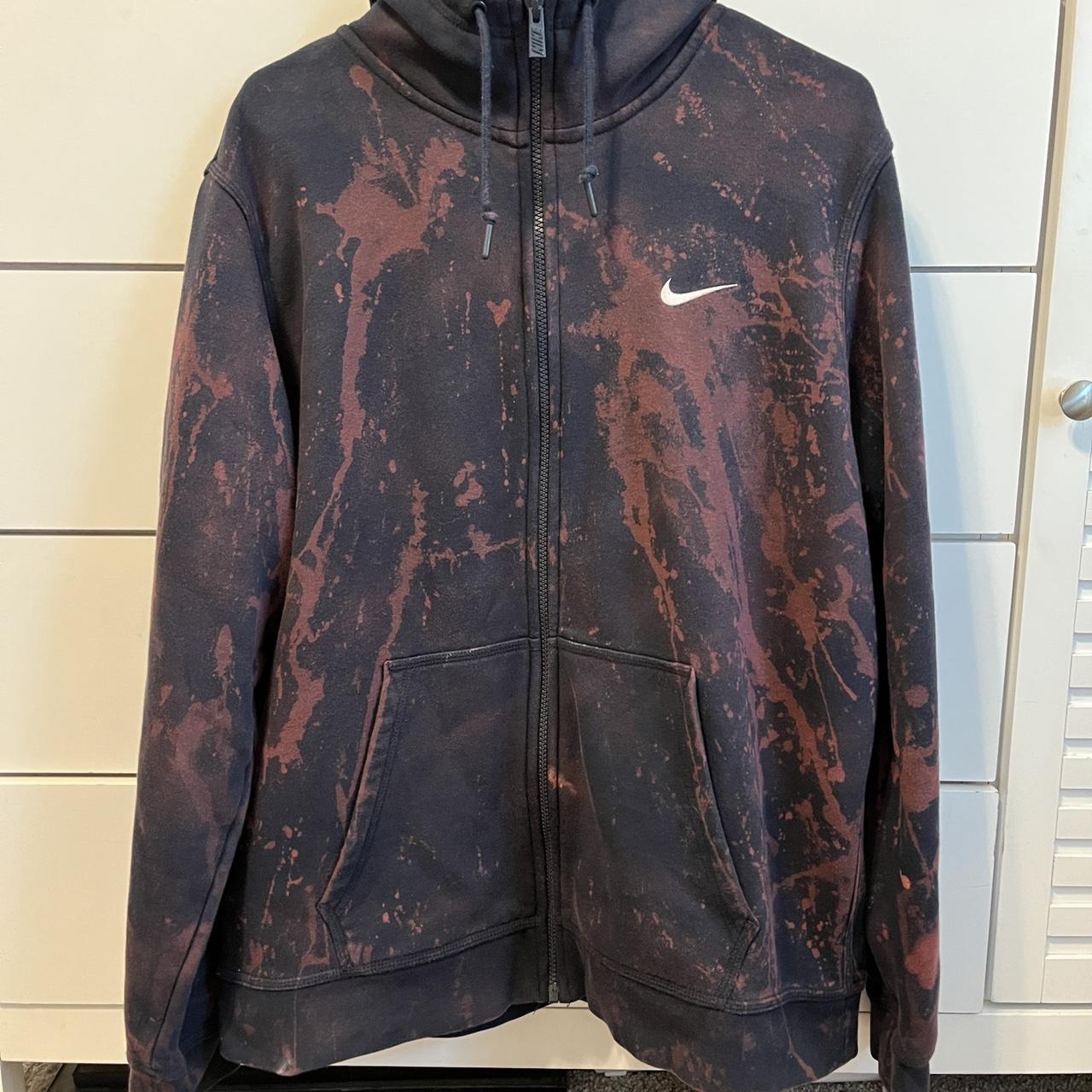 Nike Bleach Dye Sweatshirt Full Zip Size XL *hole on... Depop