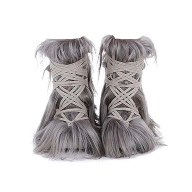 RICK OWENS x MONCLER BIGROCKS FUR BOOTS SIZE:... - Depop