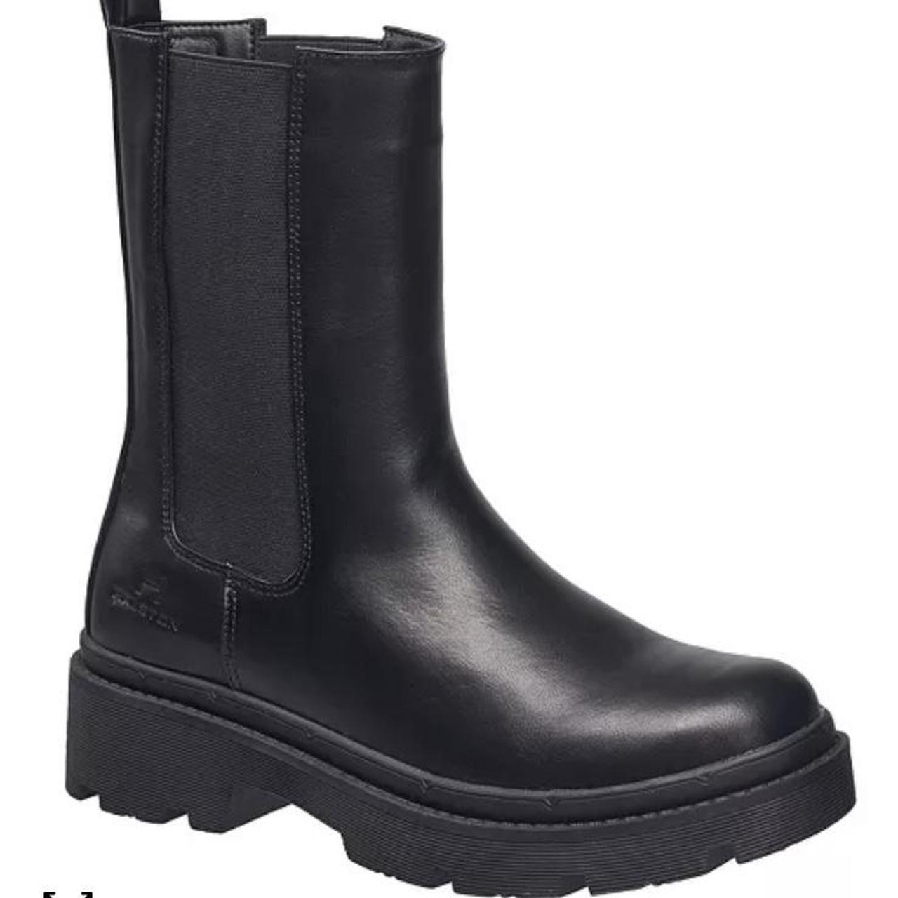 black mid chelsea boots size 7.5, fit 7... Depop