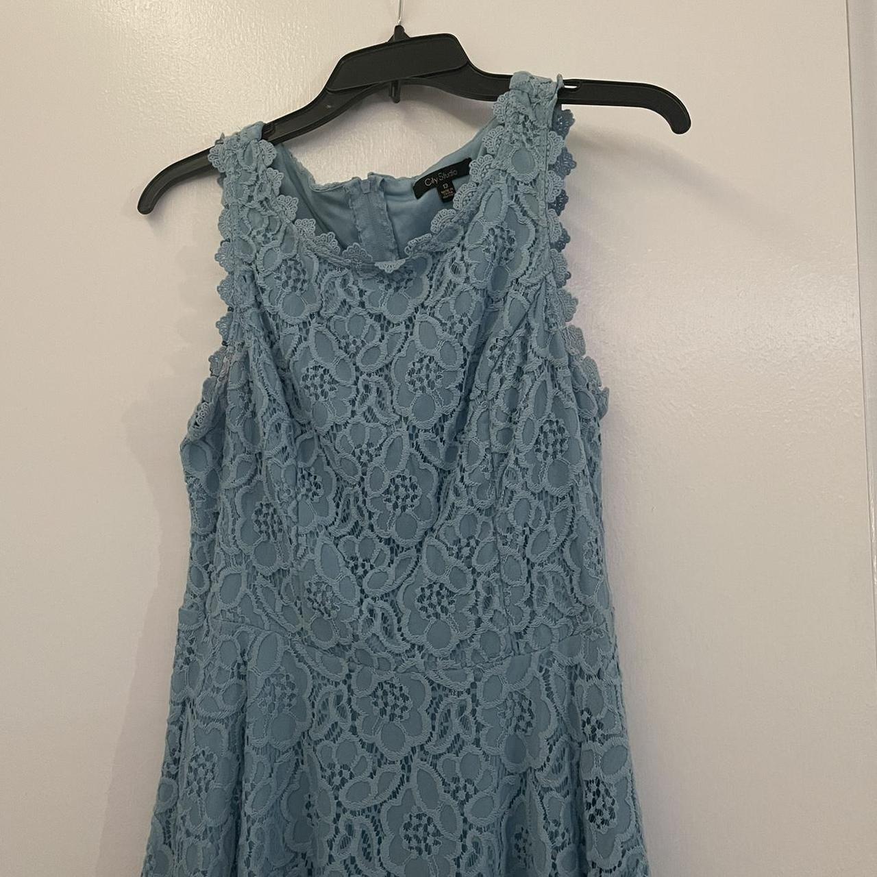 Blue Lace Dress! This dress falls a bit below the... - Depop