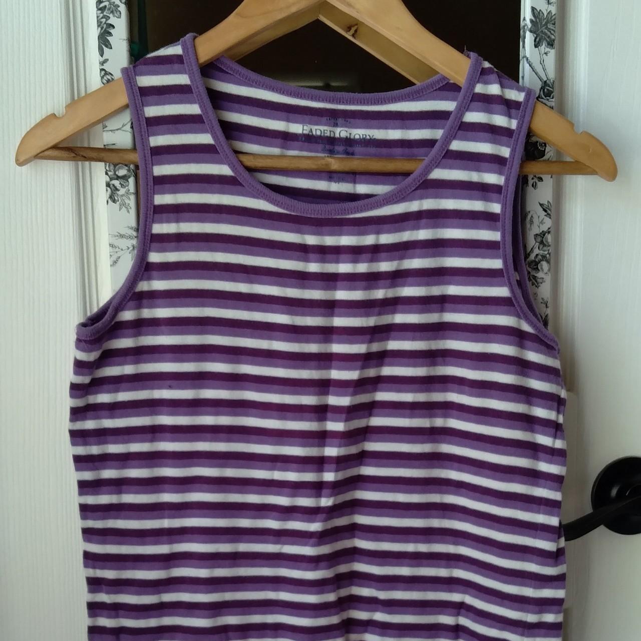 Basic Tank Tee #y2k #stripes #purple #fadedglory - Depop