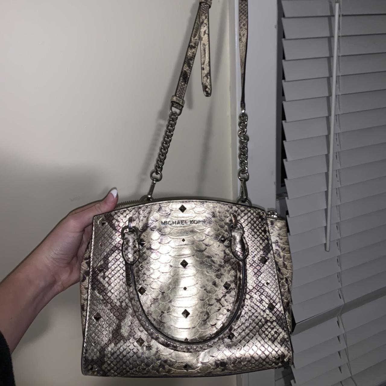 Karlie Small Studded Snake Embossed Leather Crossbody Bag | Michael Kors