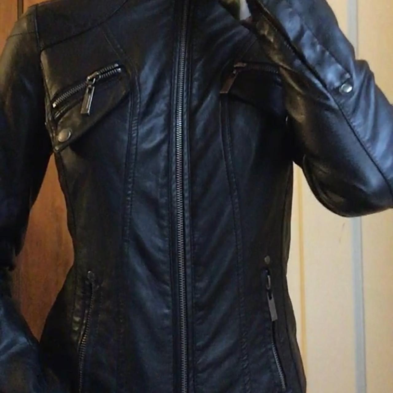 Awesome black faux leather jacket. Xs, true to size.... - Depop