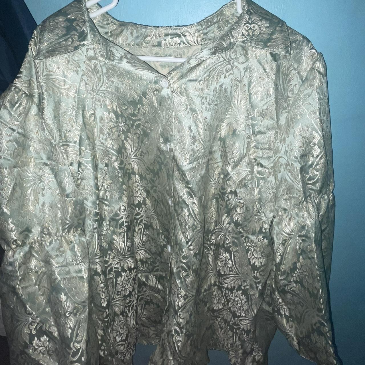 SHEIN Women's White and Green Cardigan | Depop