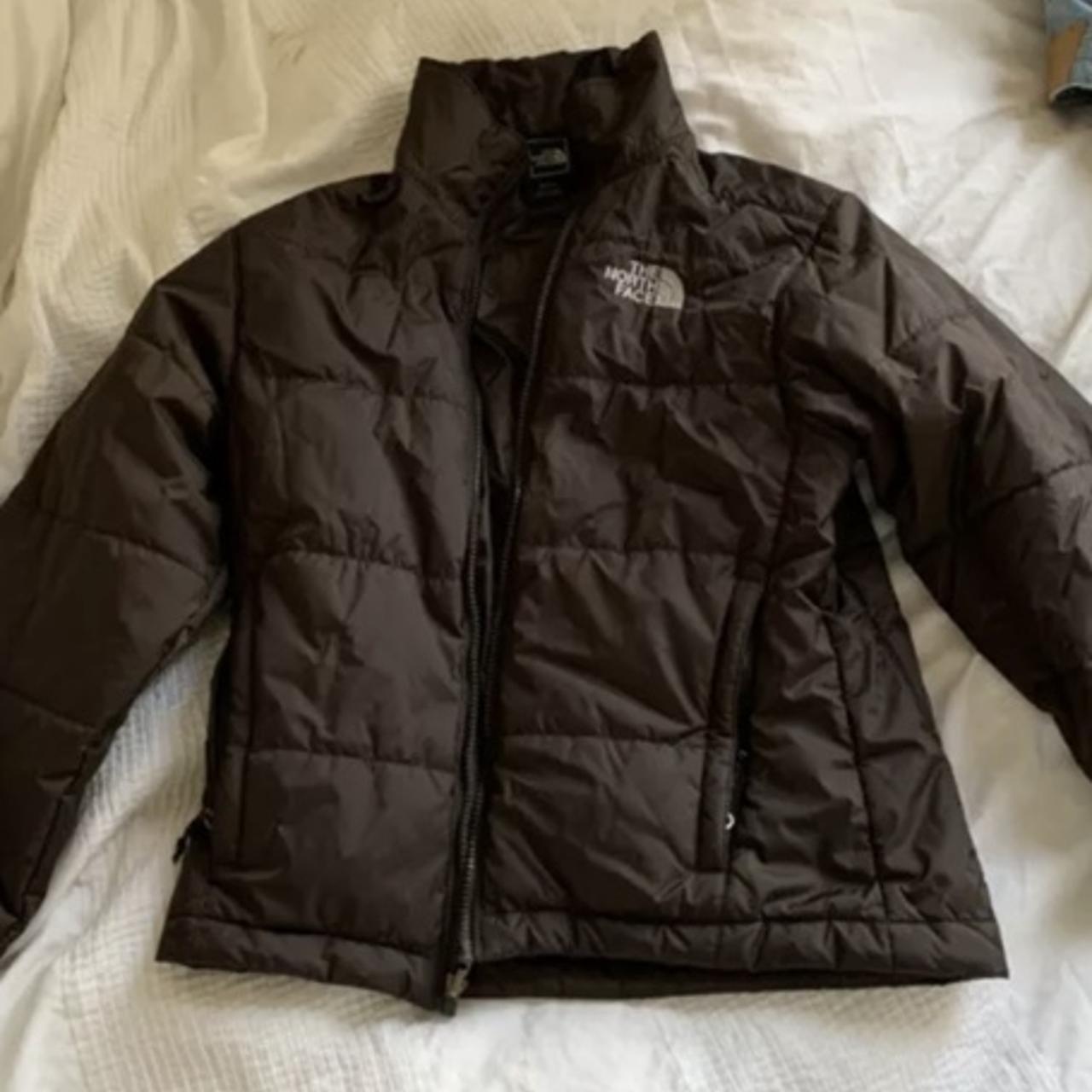 brown north face puffer depop