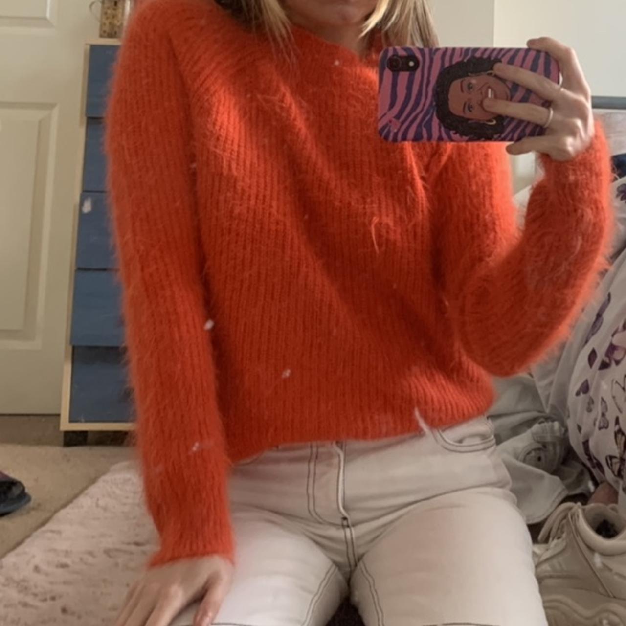 Fluffy bright orange jumper. So soft Never worn. Depop