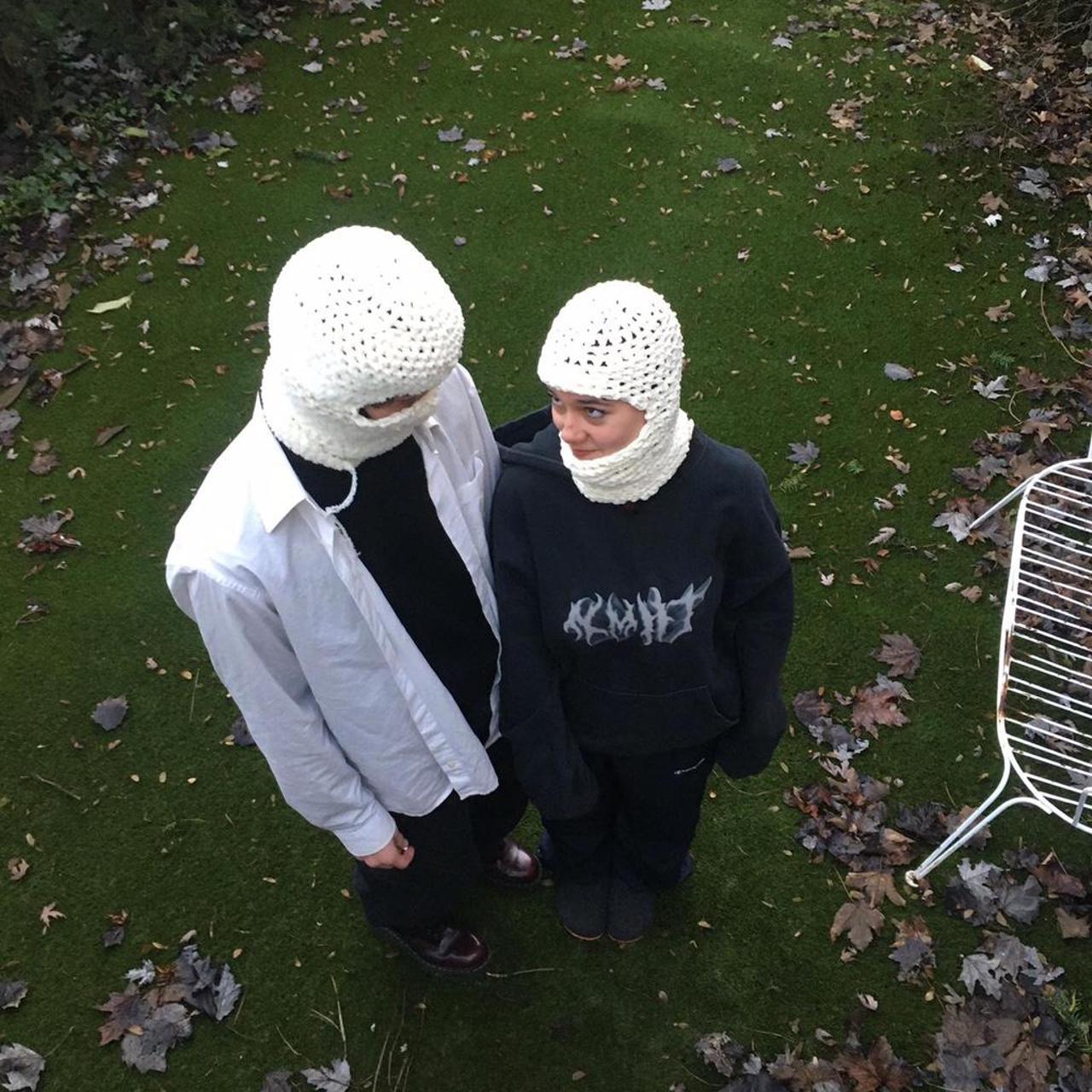 Handmade balaklava/Balaclava 2 different cream... - Depop