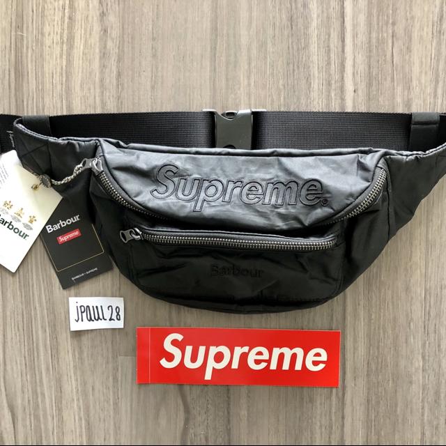 Supreme/Barbour Waxed Cotton (BLACK) Waist Bag. - Depop