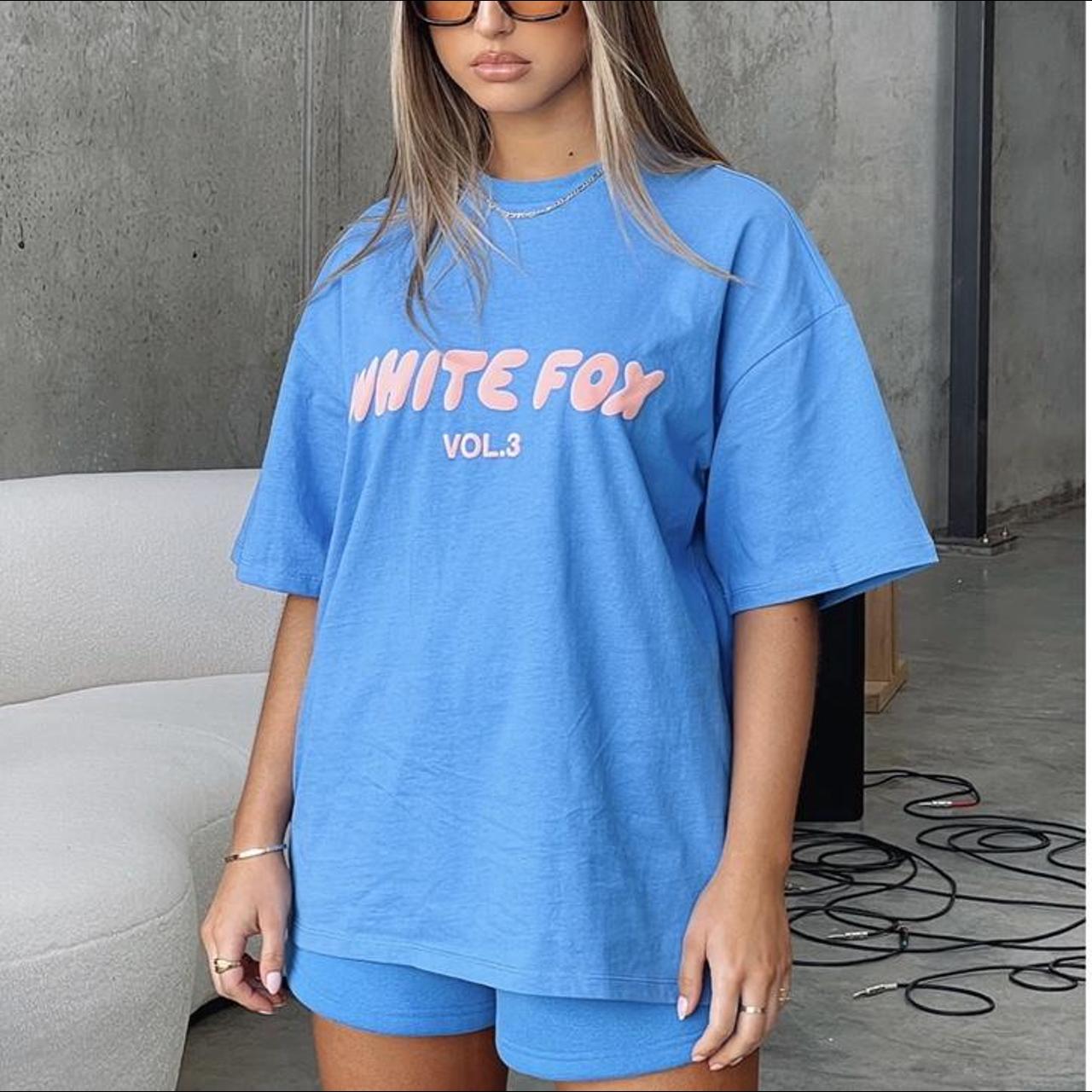 white-fox-tee-in-blue-size-s-m-offstage-oversized-depop