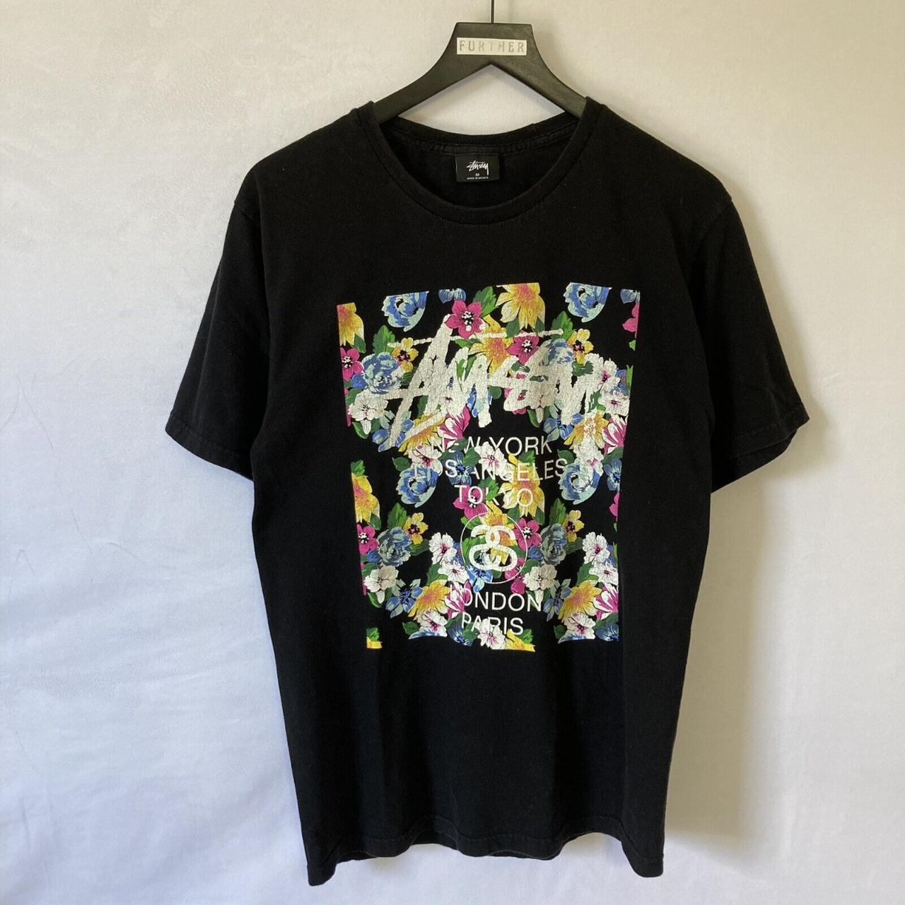 Distressed Stussy World Tour Floral Flower Block... - Depop