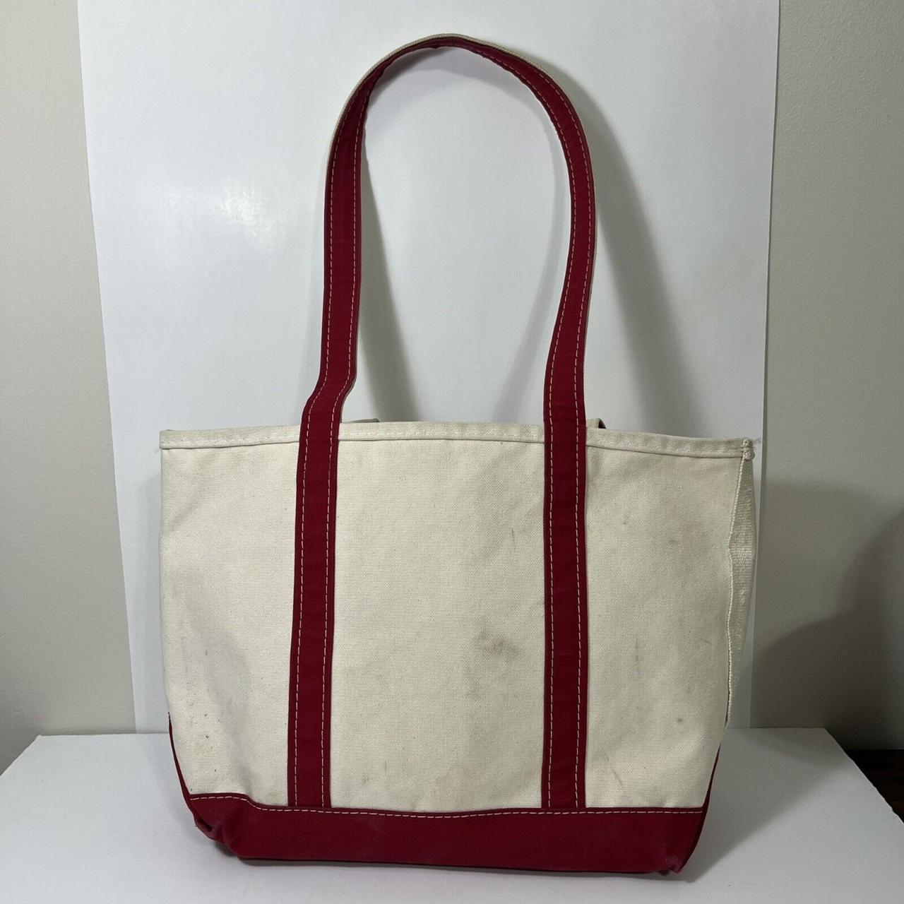 Vintage LL Bean Boat & Tote Medium Red and White... - Depop