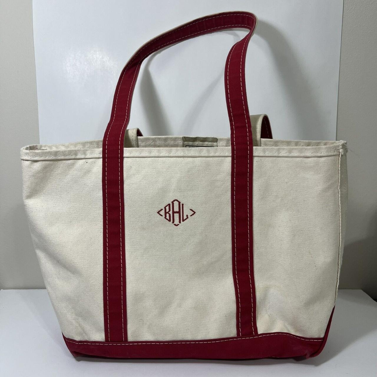 Vintage LL Bean Boat & Tote Medium Red and White... - Depop