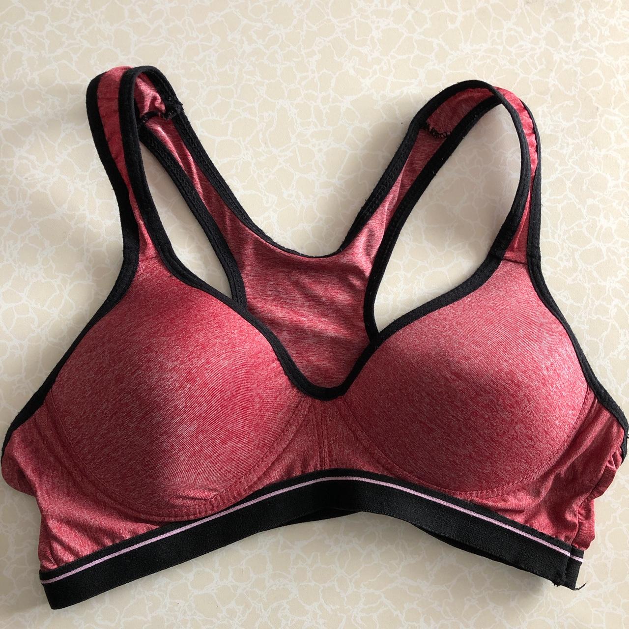 burgundy sports bra from shein, size small padding - Depop