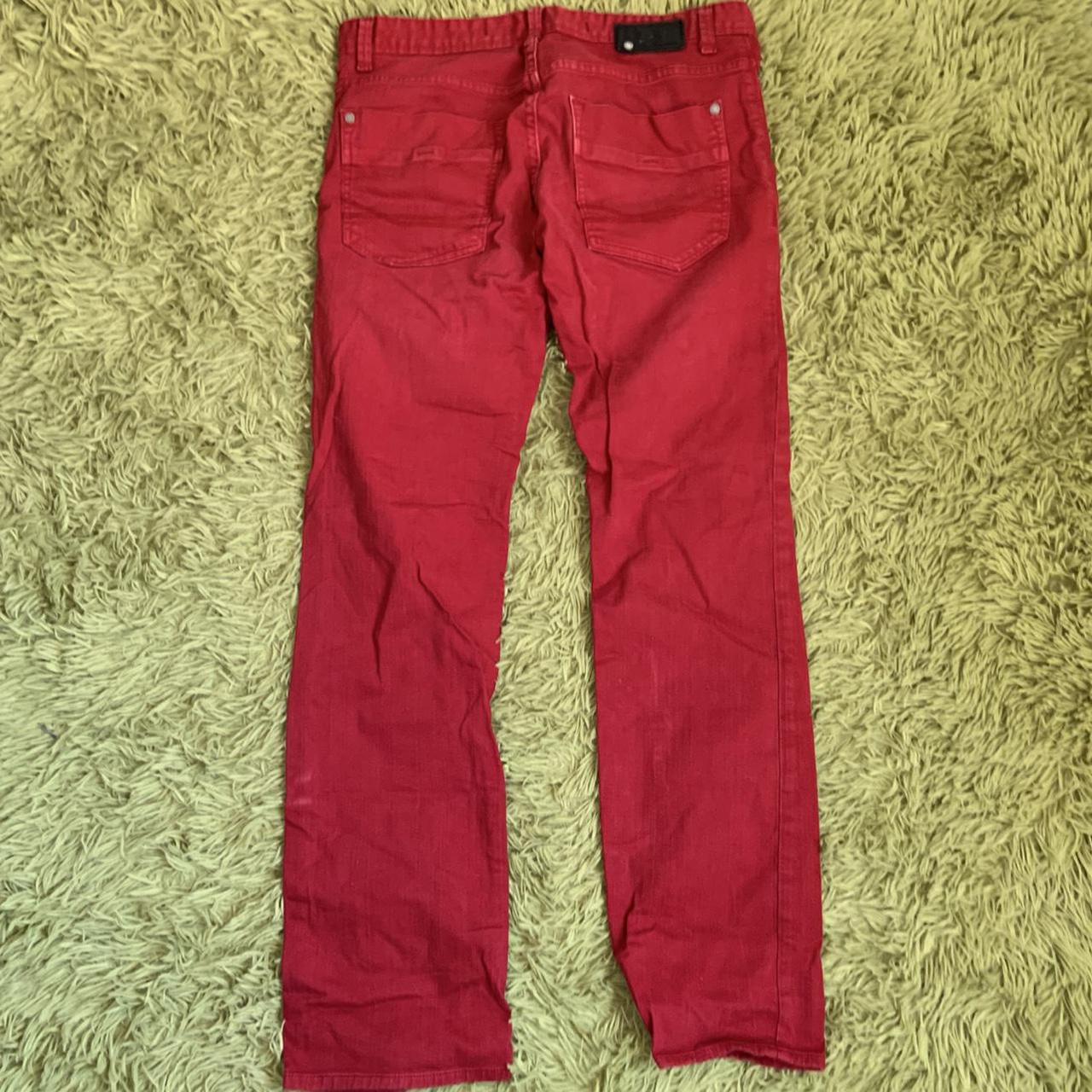 red high waisted jeans