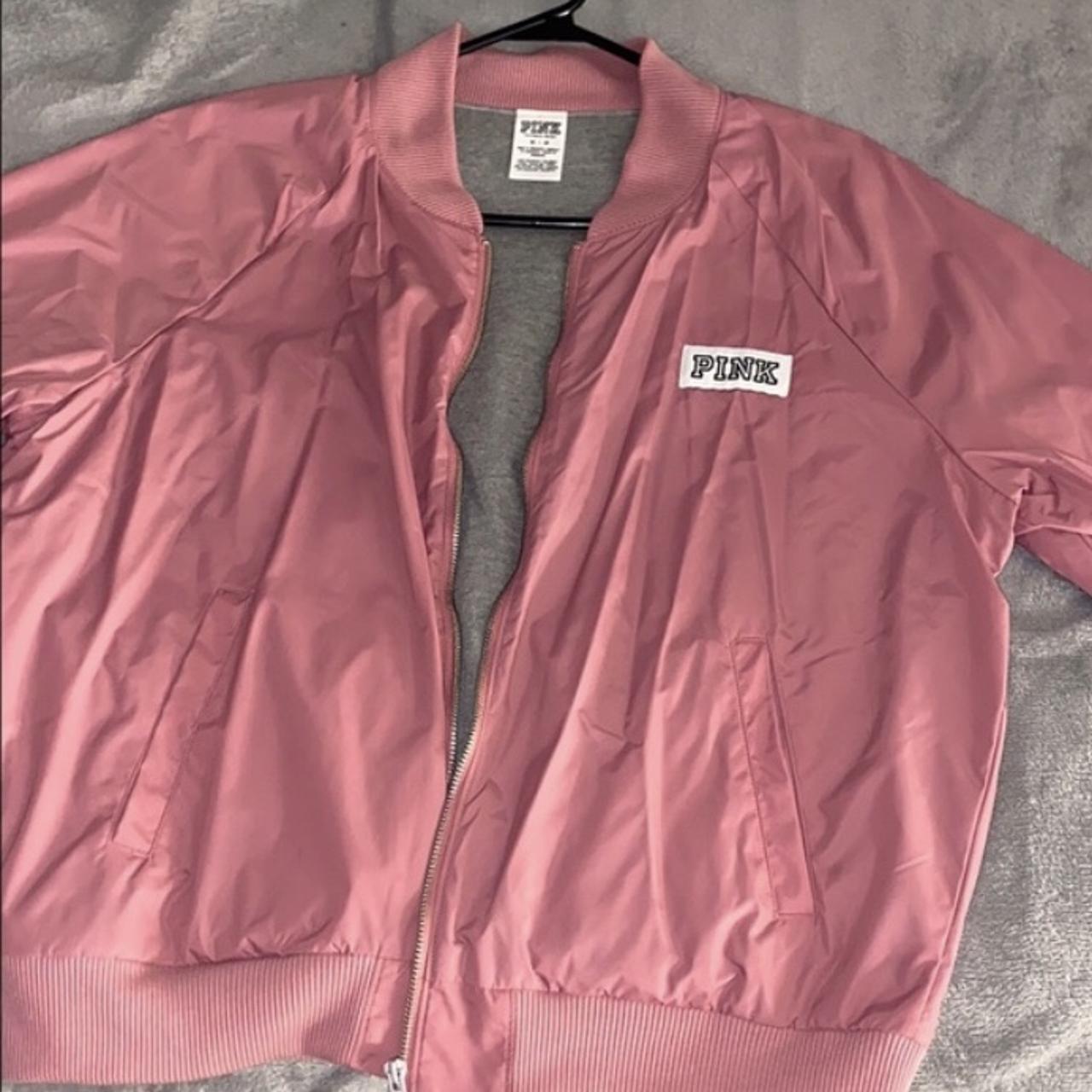 Victoria's Secret Women's Pink and White Jacket Depop