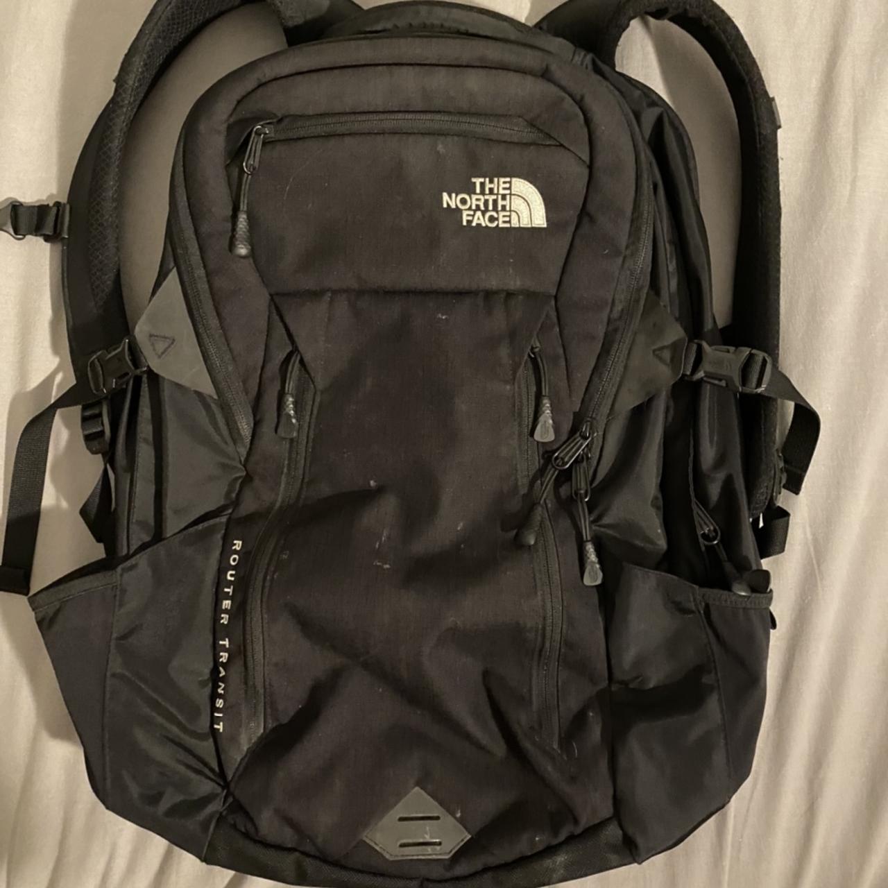 The North Face Router Transit Black Backpack- Used*... - Depop