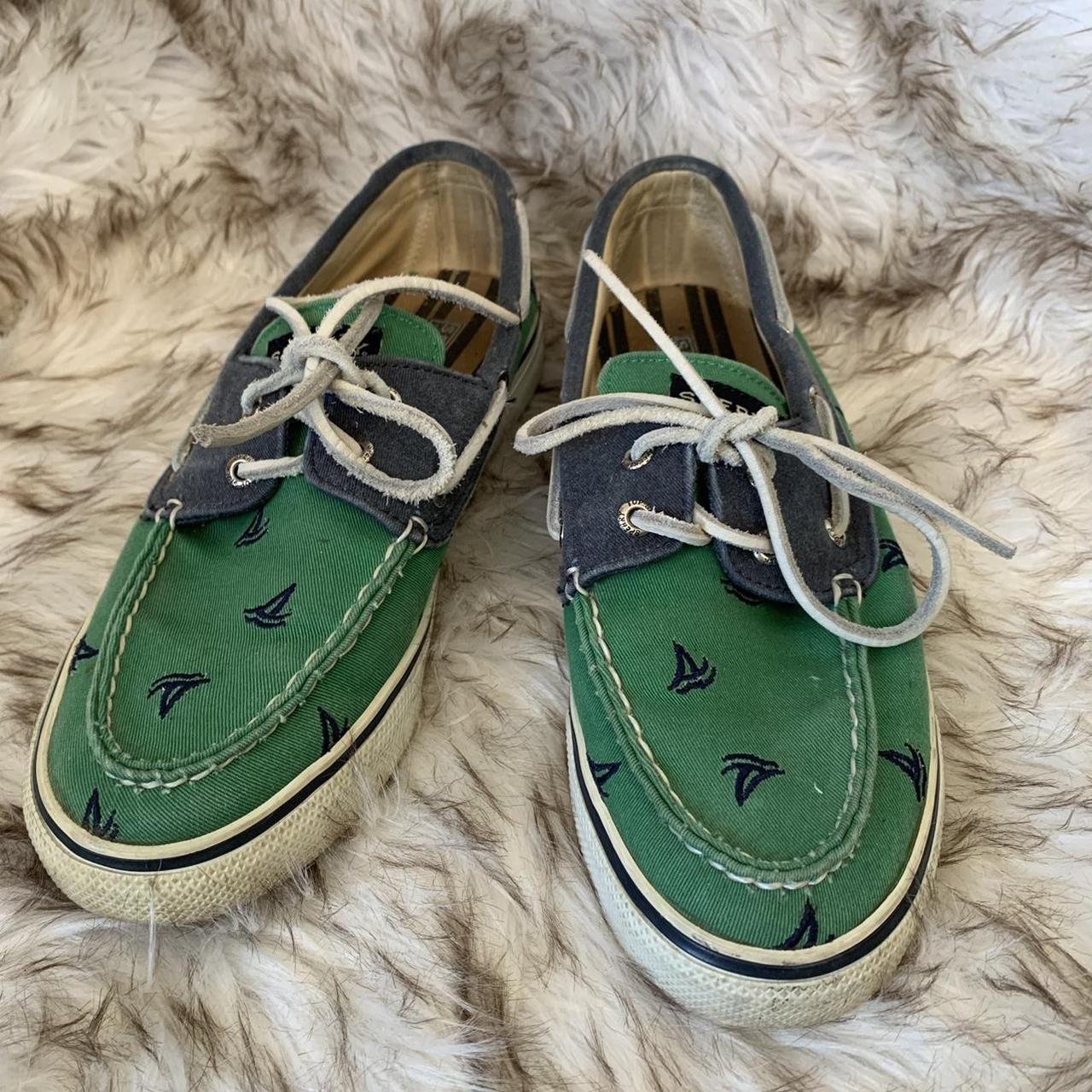 green sperry sneakers
