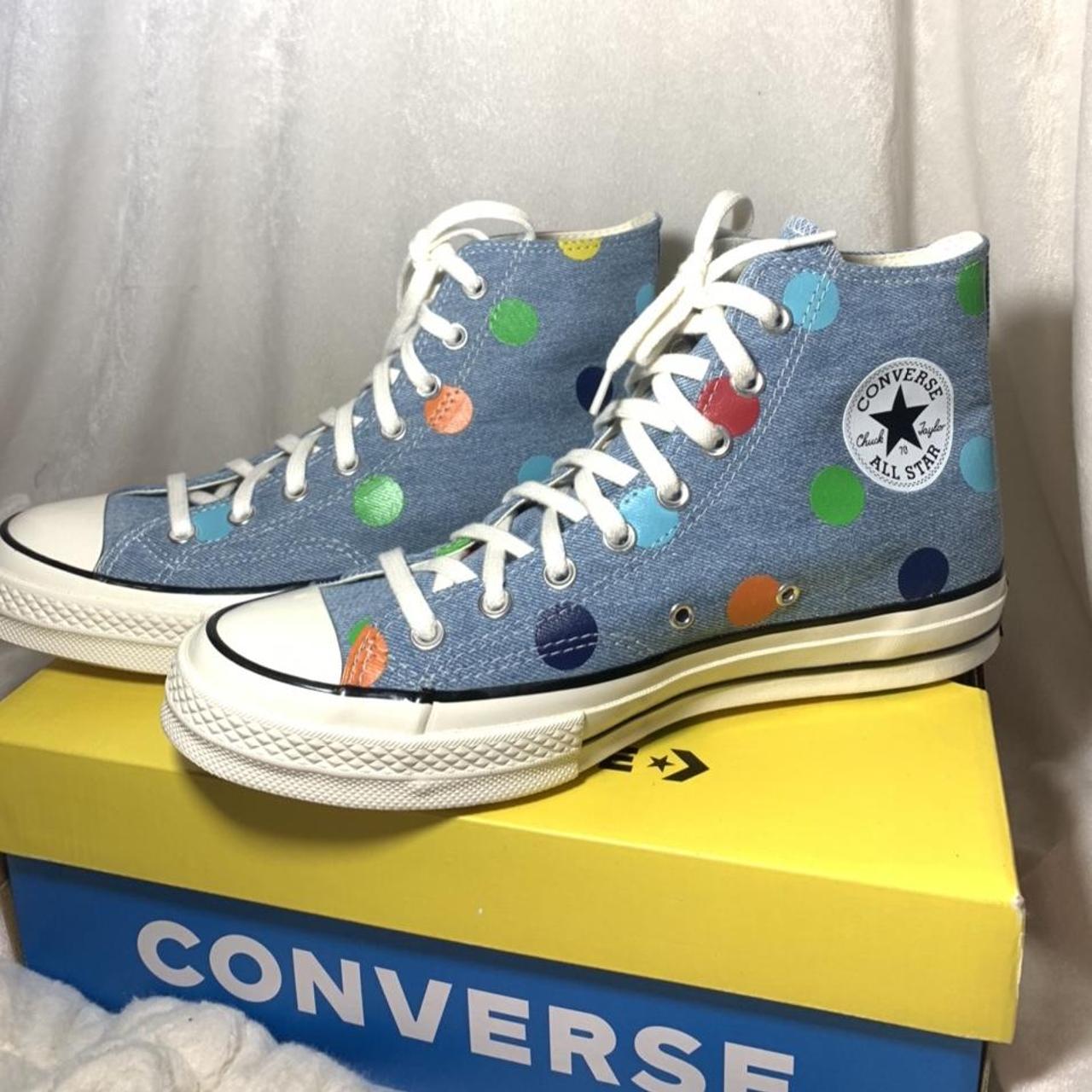 denim polka dot converse