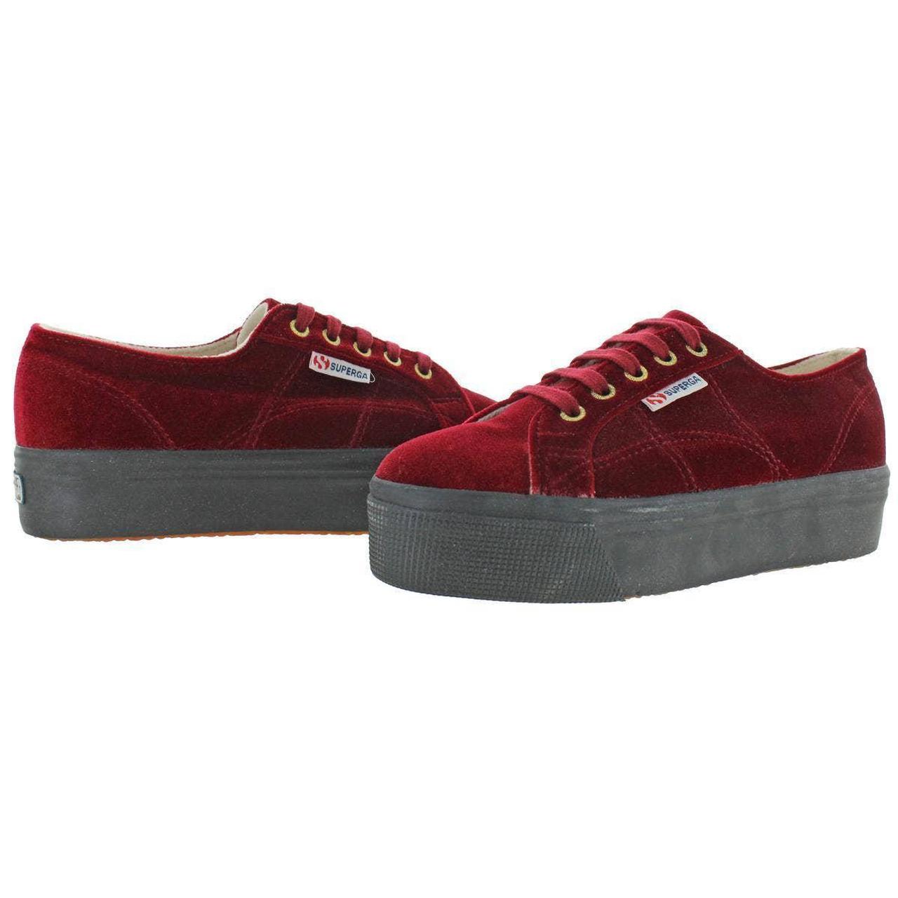 red velvet platform sneakers