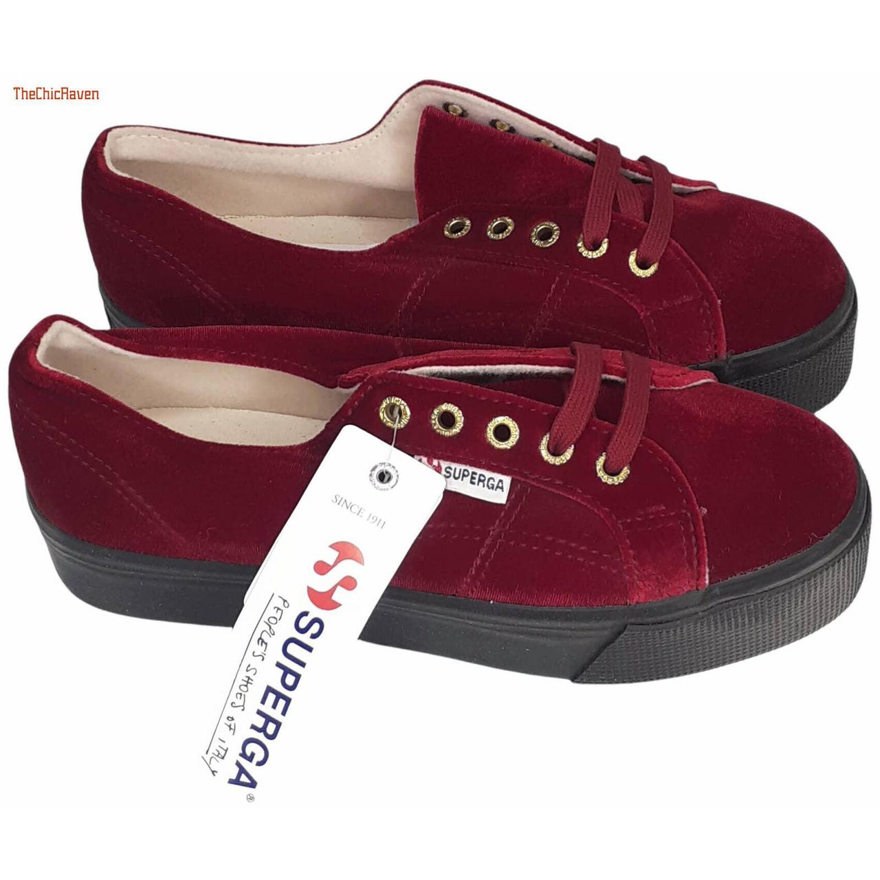 red velvet platform sneakers