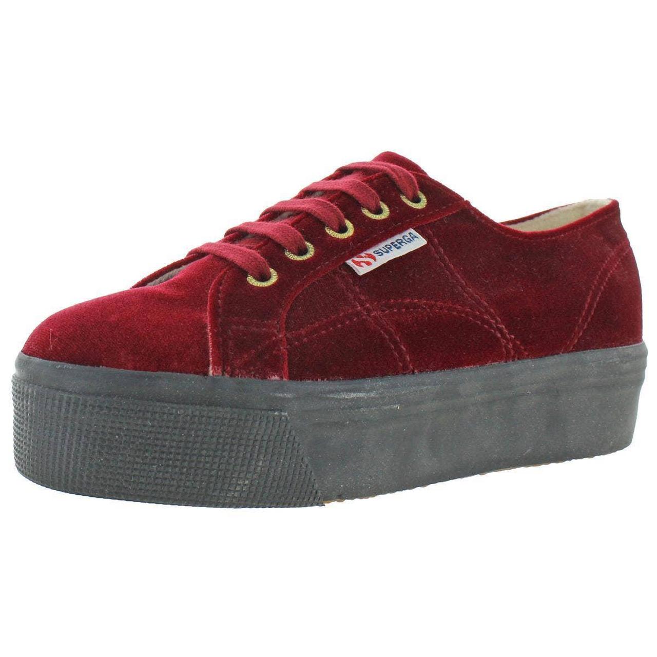 red velvet platform sneakers