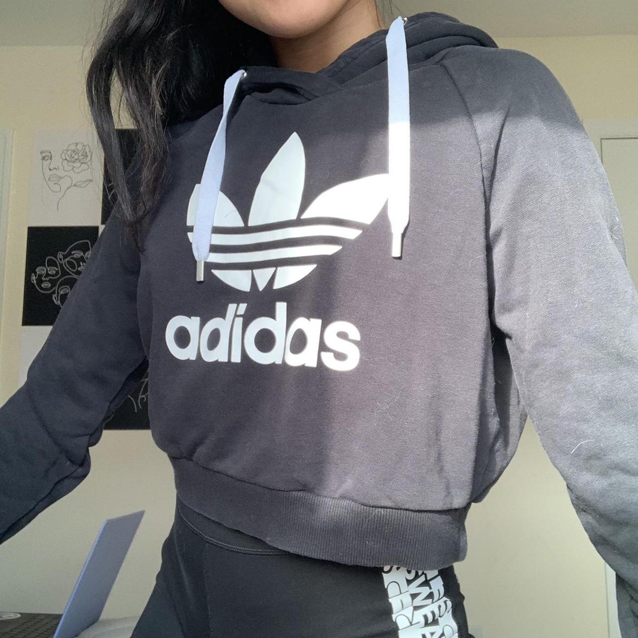 Cropped Adidas Trefoil Black Hoodie Logo wore a Depop