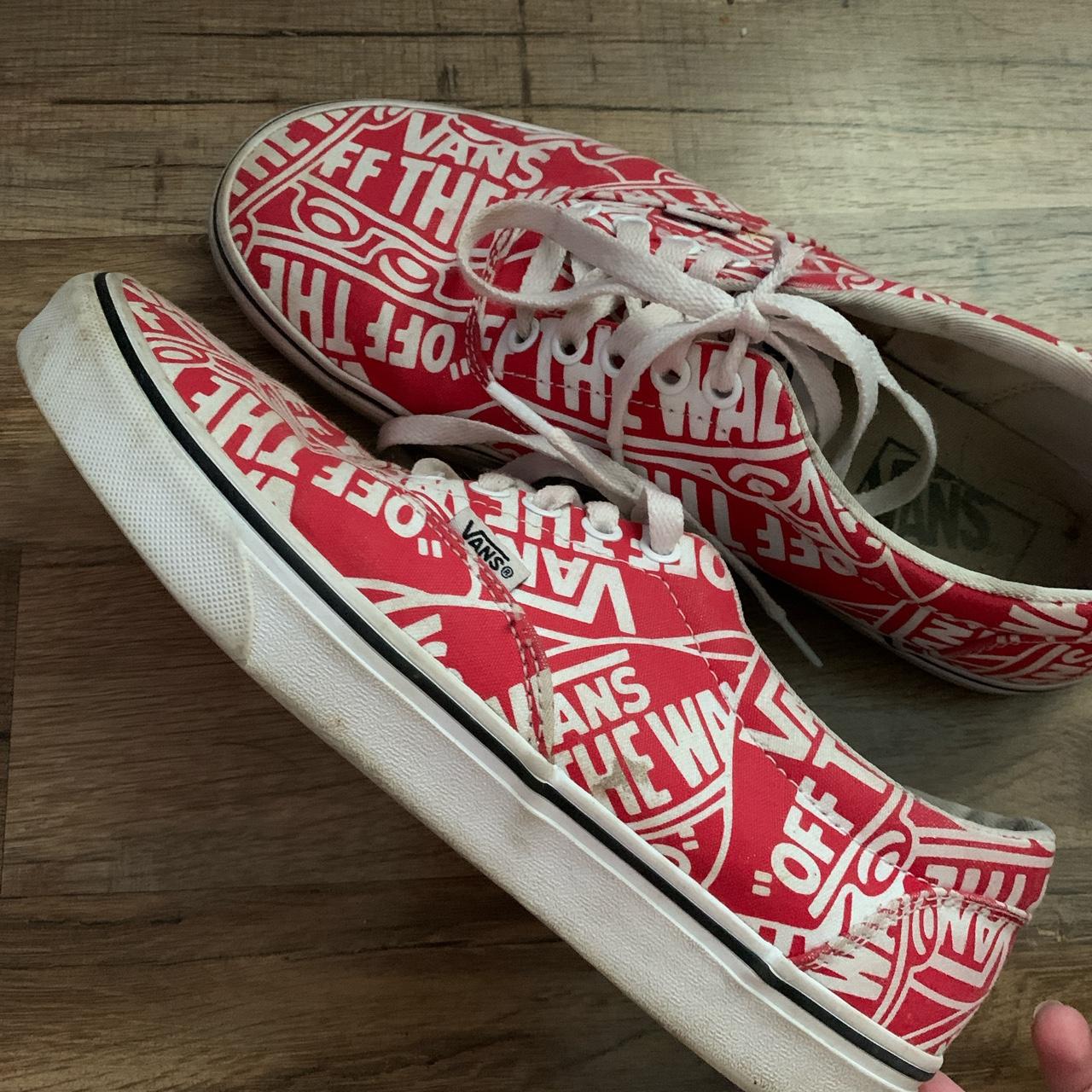 Red vans! Still have very good wear in them. Size... - Depop